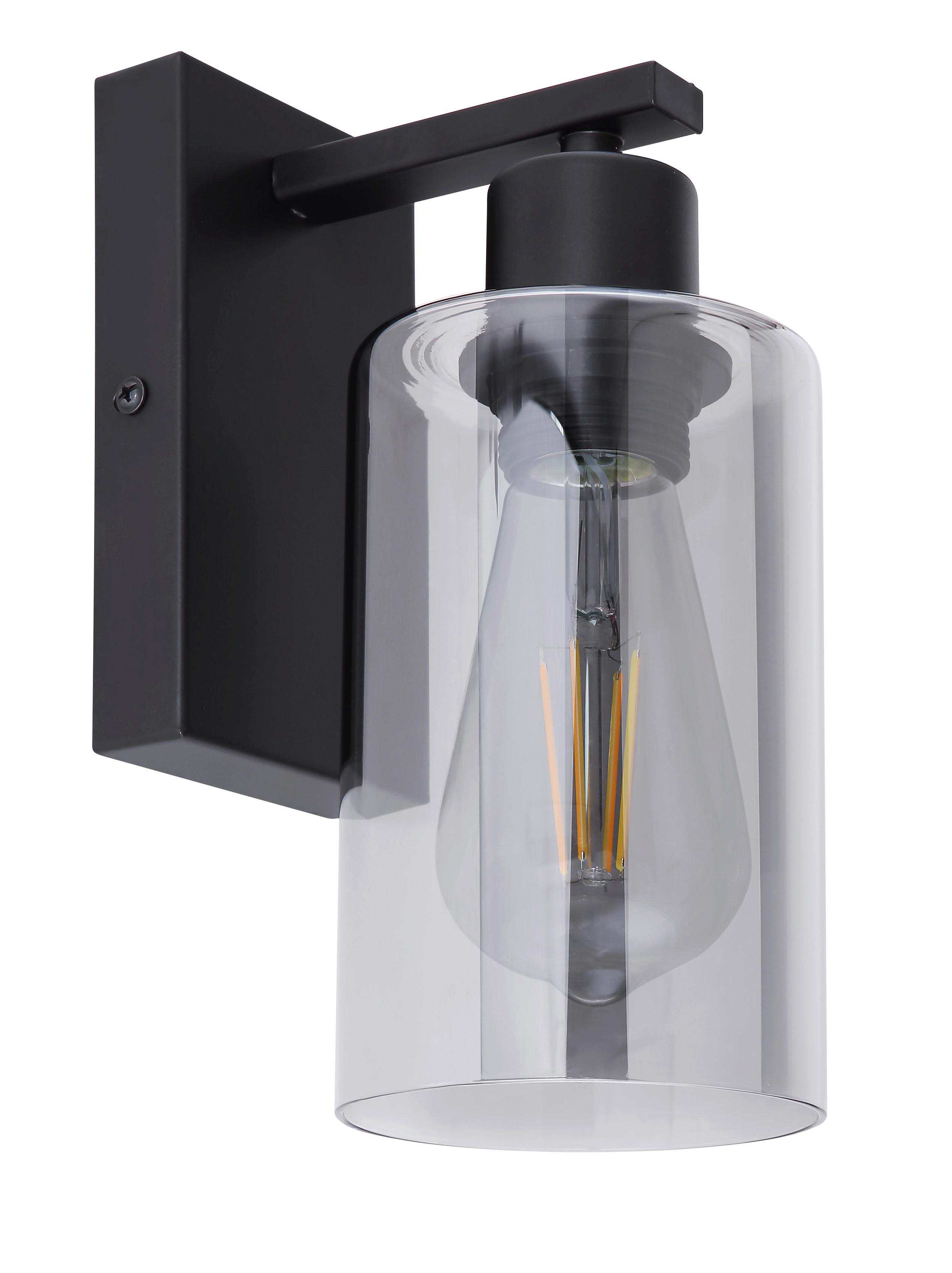 Wandleuchte 15465W in Grau max. 60 Watt - Schwarz/Grau, Design, Glas/Metall (10/15/23cm) - Globo