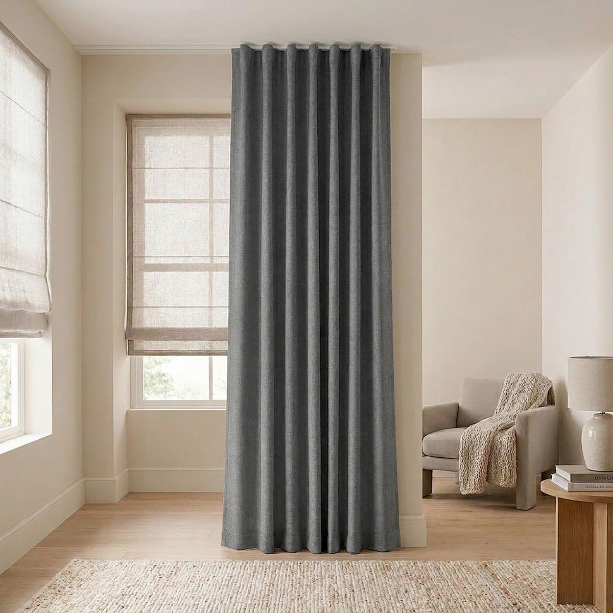 ZASŁONA GOTOWA 0174492 DAN ANTHRAZIT - antracytowy, Basics, tkanina (140/280cm)