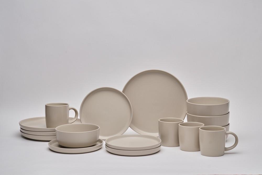 SERWIS OBIADOWO-ŚNIADANIOWY 21015 - taupe, Trend, ceramika - Novel