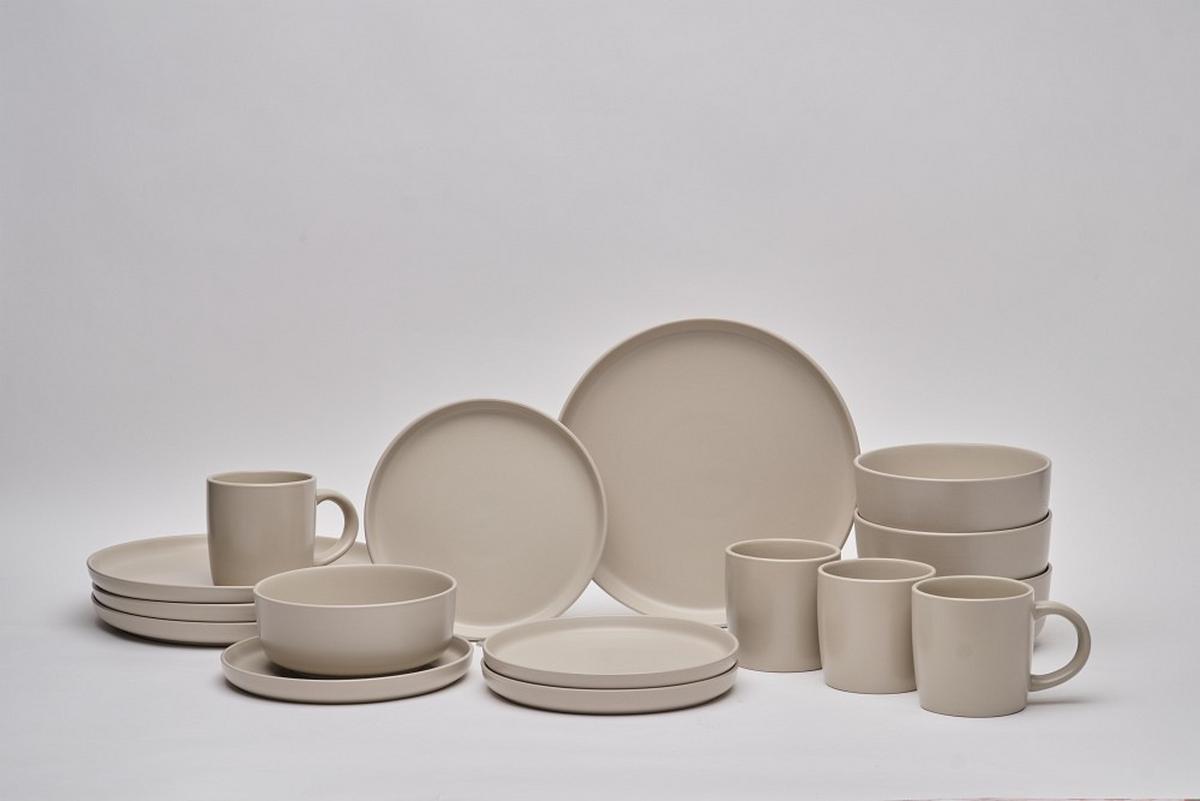 SERWIS OBIADOWO-ŚNIADANIOWY 21015 - taupe, Trend, ceramika - Novel