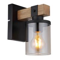 Stenska Svetilka 15555w - siva/črna, Natur, kovina/steklo (10/17/22,5cm) - Globo