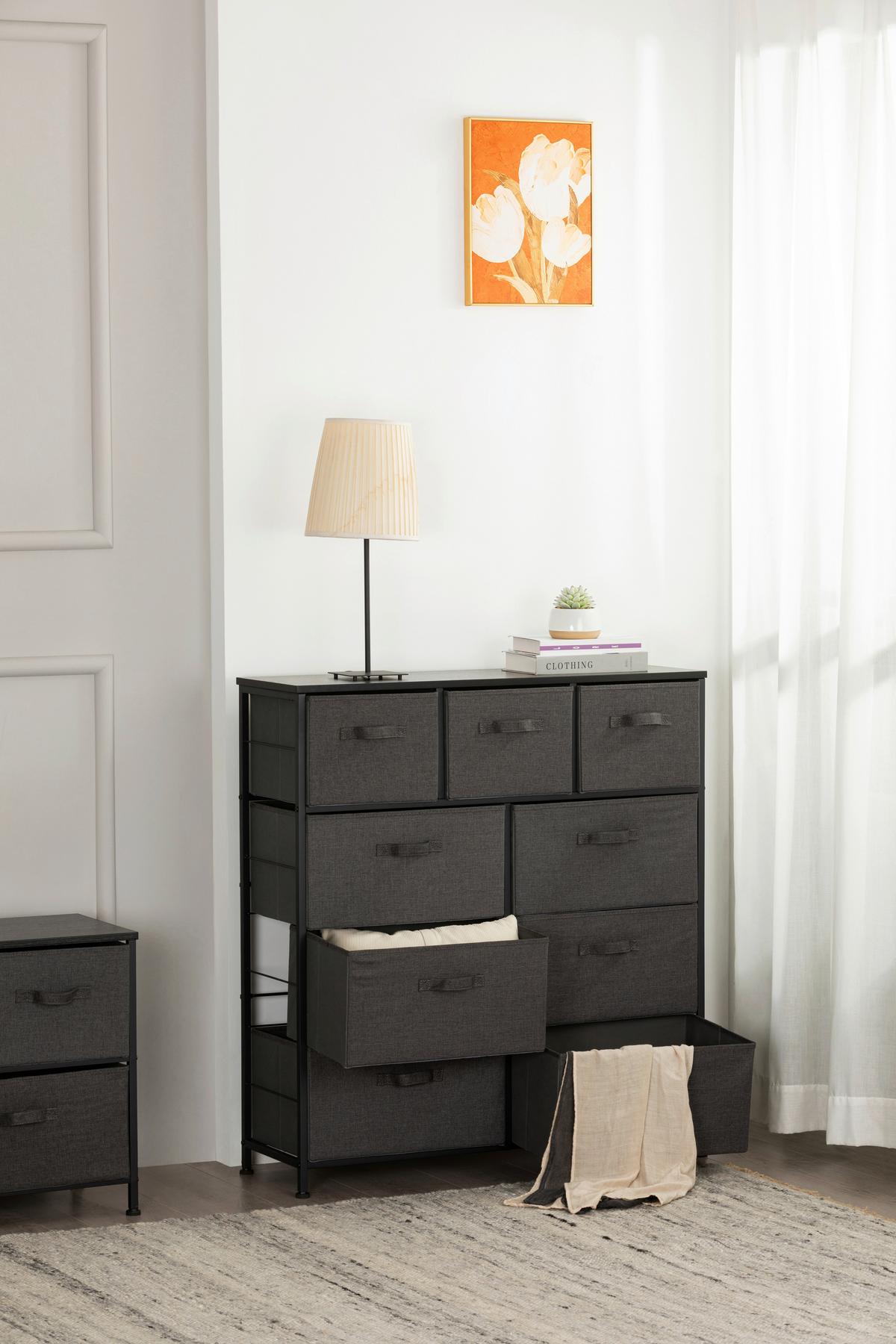 KOMODA KOS - ciemnoszary/czarny, Modern, materiał drewnopochodny/metal (96/104/30cm) - PBJ