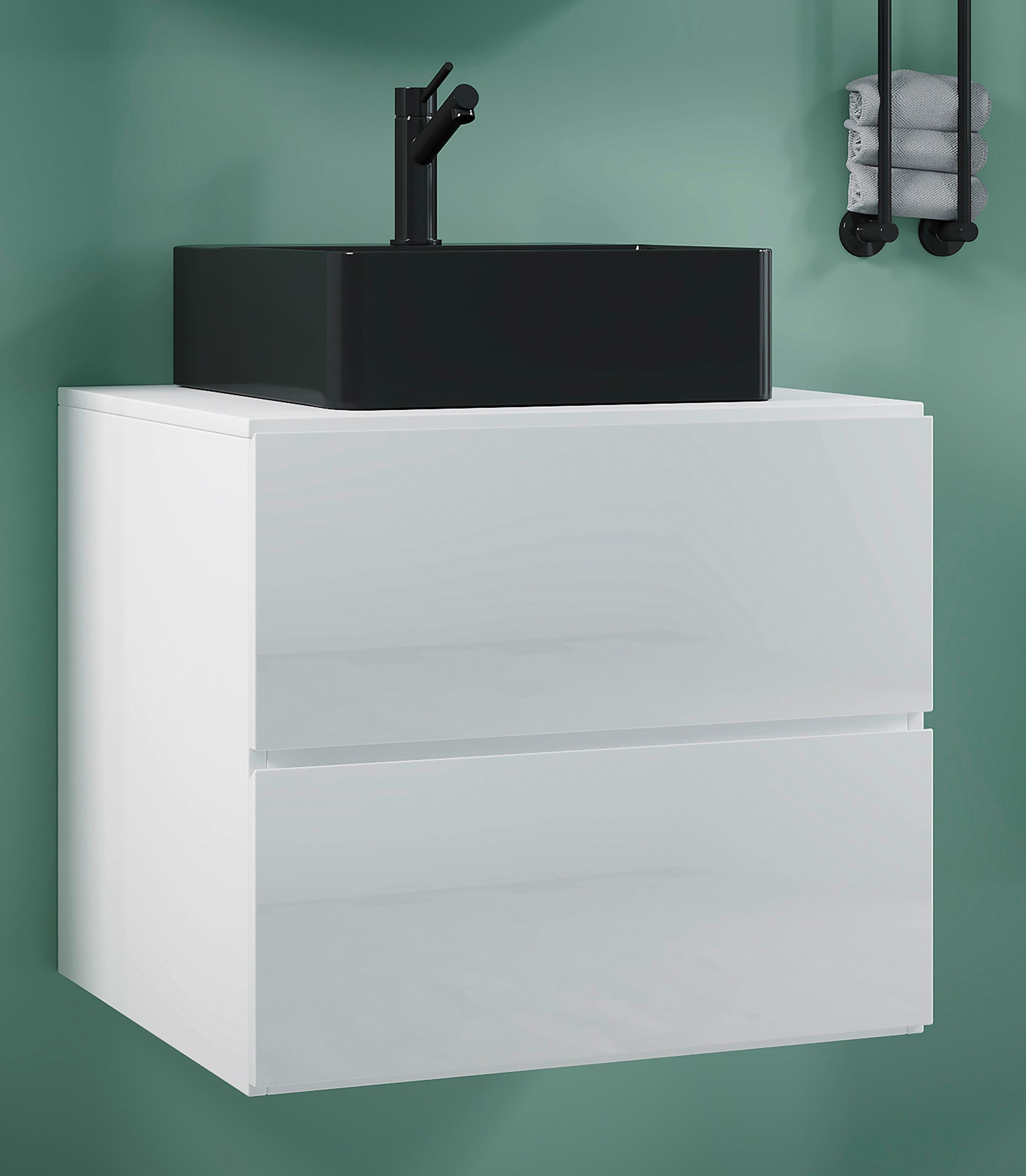 WASCHTISCHKOMBI LENDAS BL S - Weiss/Schwarz, Modern, Keramik/Holzwerkstoff (61cm) - MID.YOU