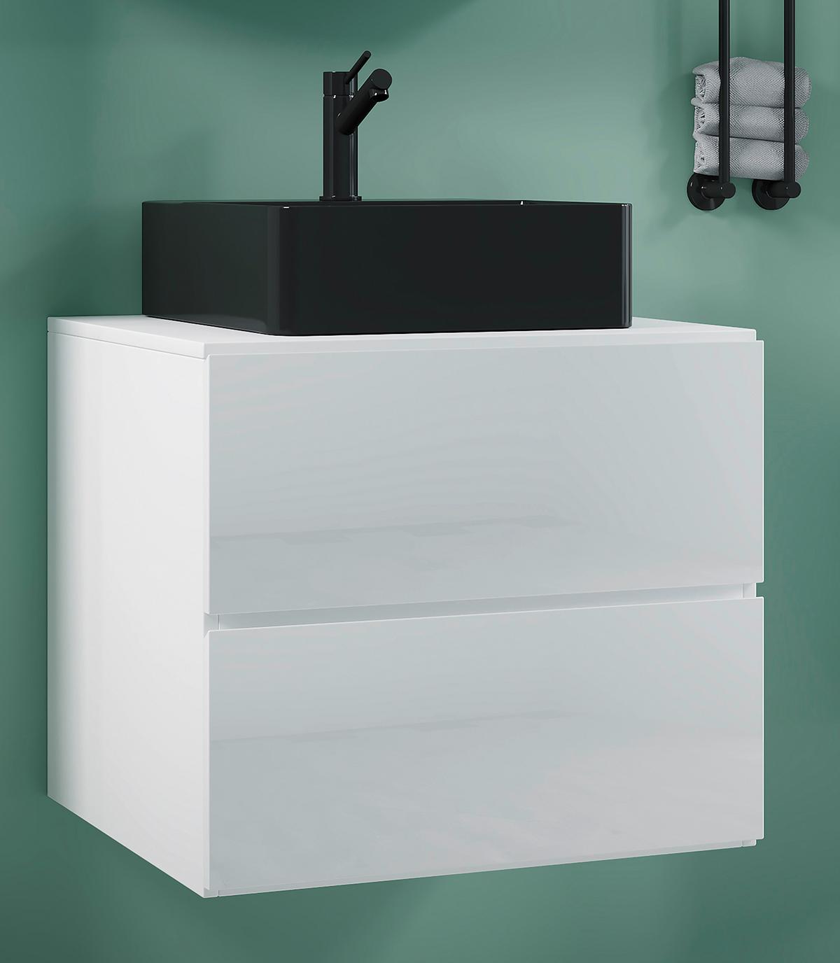 WASCHTISCHKOMBI LENDAS BL S - Weiss/Schwarz, Modern, Keramik/Holzwerkstoff (61cm) - MID.YOU