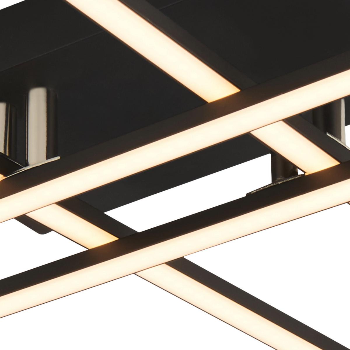 LED Mennyezeti Lámpa 694-4bk - krómszínű/fekete, Design, műanyag/fém (45,5/45,5/8,5cm)