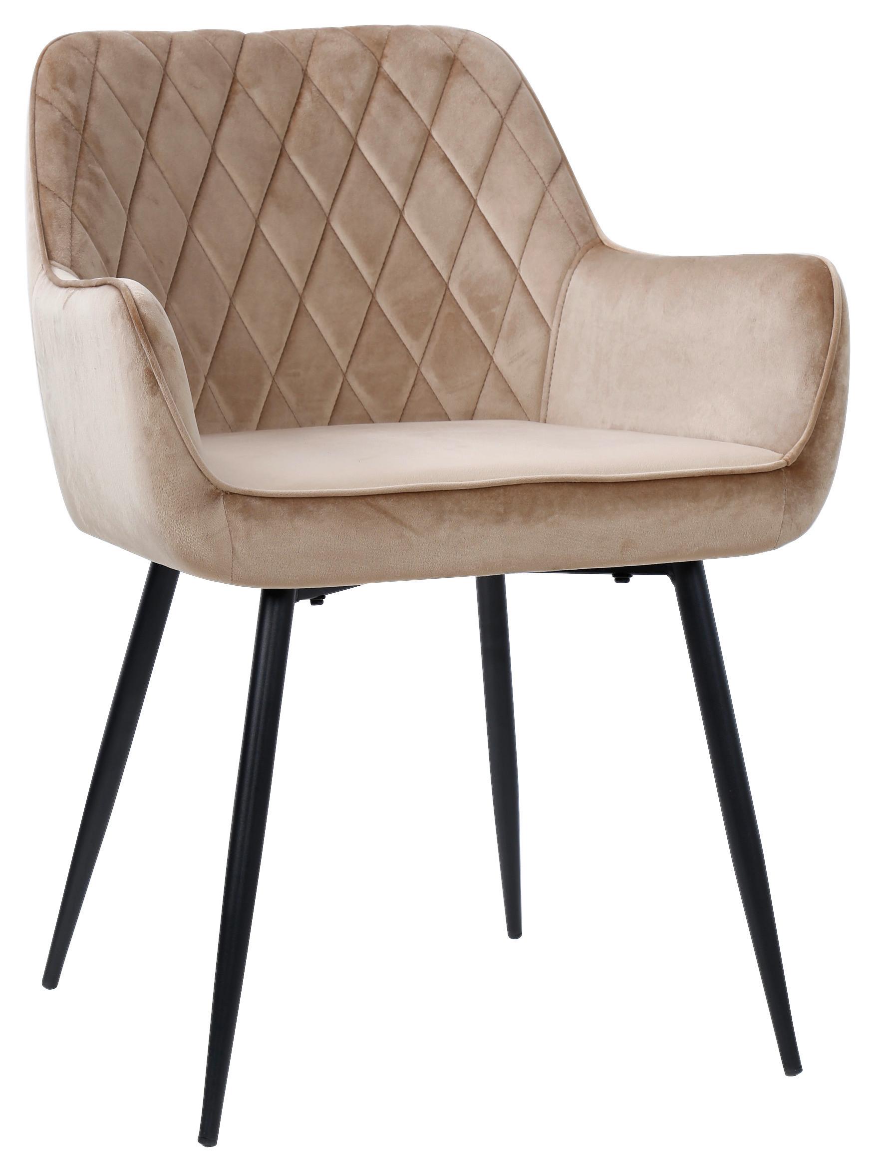 KRZESŁO Z PODŁOKIETNIKAMI NICOLAS - beżowy/czarny, Design, metal/tkanina (56/79/58cm) - Carryhome