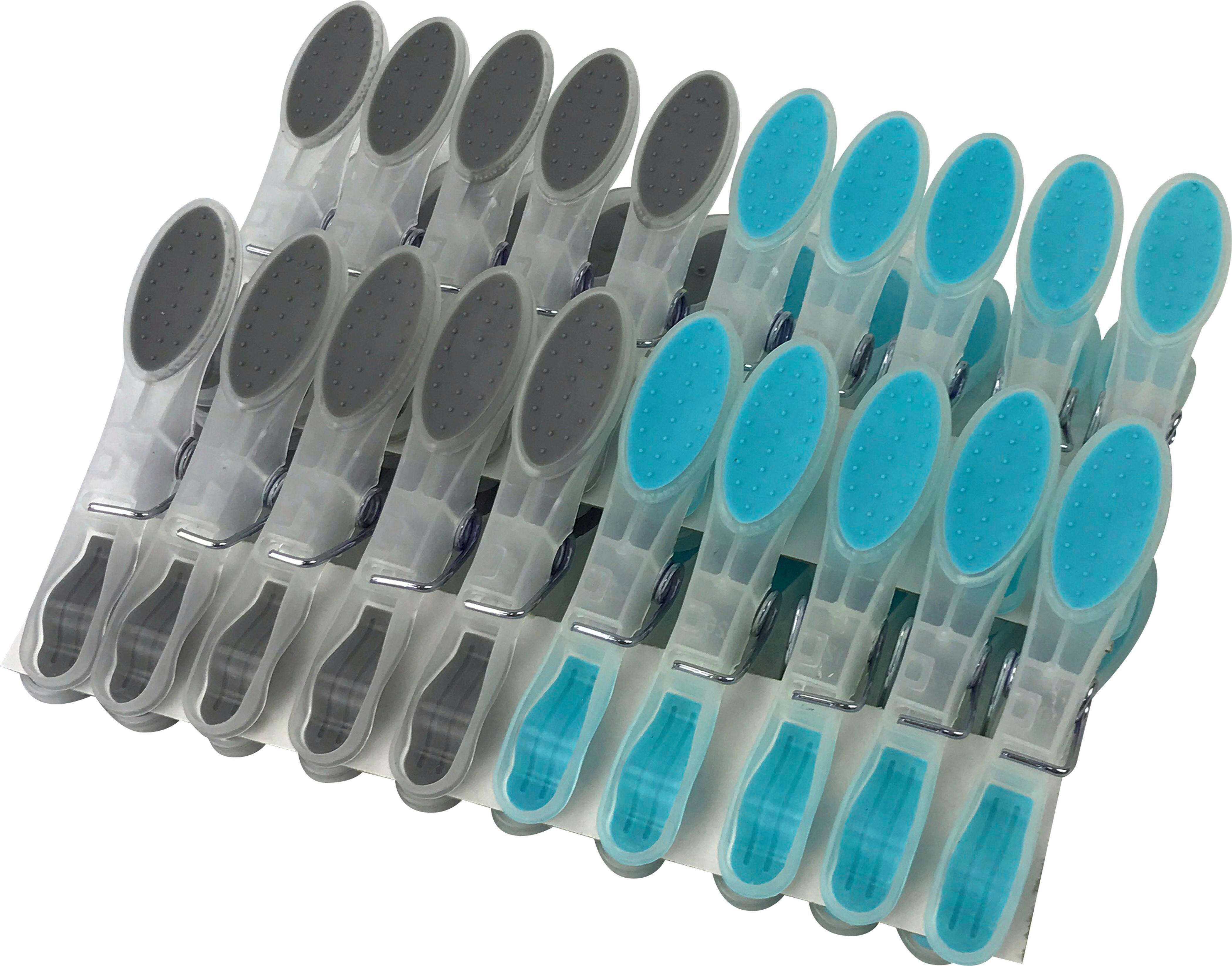 Wäscheklammern Soft in Grau/Türkis, 20 Stück - Türkis/Grau, Kunststoff/Metall - Mömax