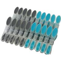 Wäscheklammern Soft in Grau/Türkis, 20 Stück - Türkis/Grau, Kunststoff/Metall - Mömax