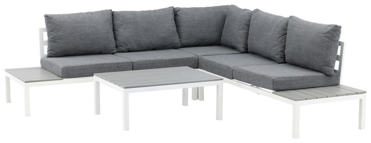 Loungegarnitur Odense ca. 133x167 cm Weiß - Weiß, KONVENTIONELL, Metall (133/167cm) - Gardenson