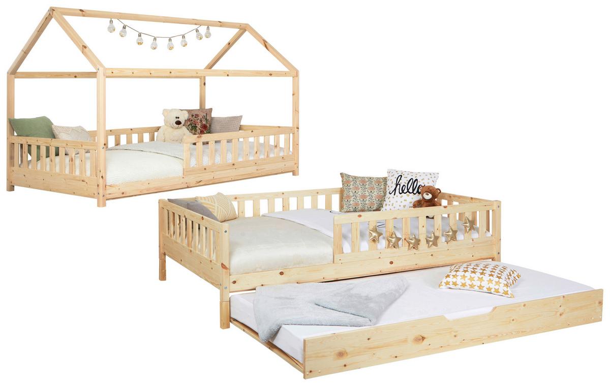 Ausziehbett Duo ca. 90x200 cm Kiefer massiv - Naturfarben, MODERN, Holz/Textil (90/200cm) - MID.YOU