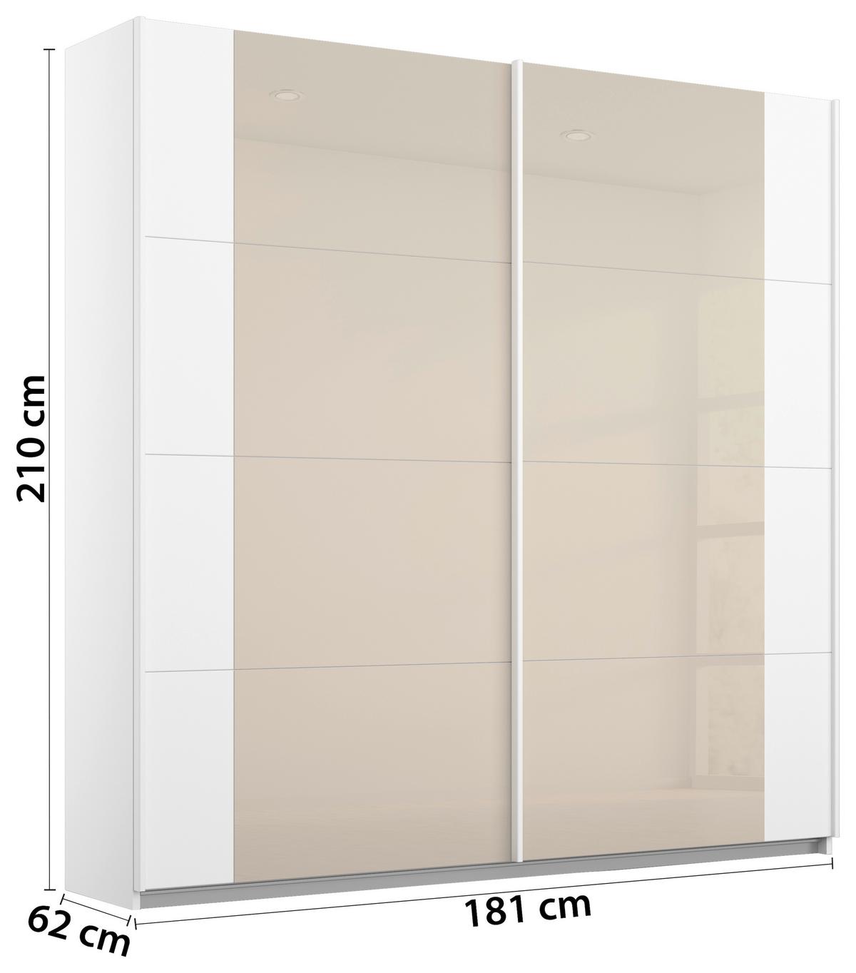 DULAP USI CULISANTE ARTEMIS - alb/șampanie, Modern, sticlă/material pe bază de lemn (181/210/62cm) - Modern Living