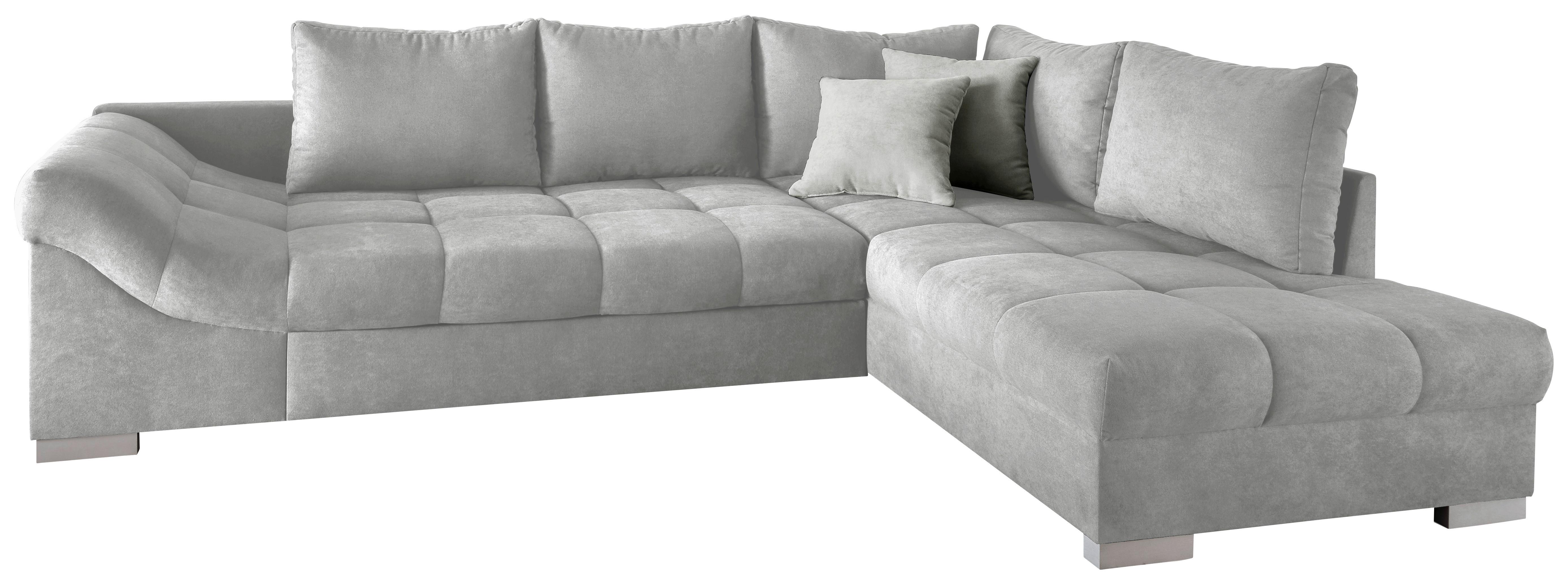 Wohnlandschaft Alvito Silberfarben Nylon/Mikrofaser - Silberfarben, Design, Holz/Textil (298/202cm) - MID.YOU