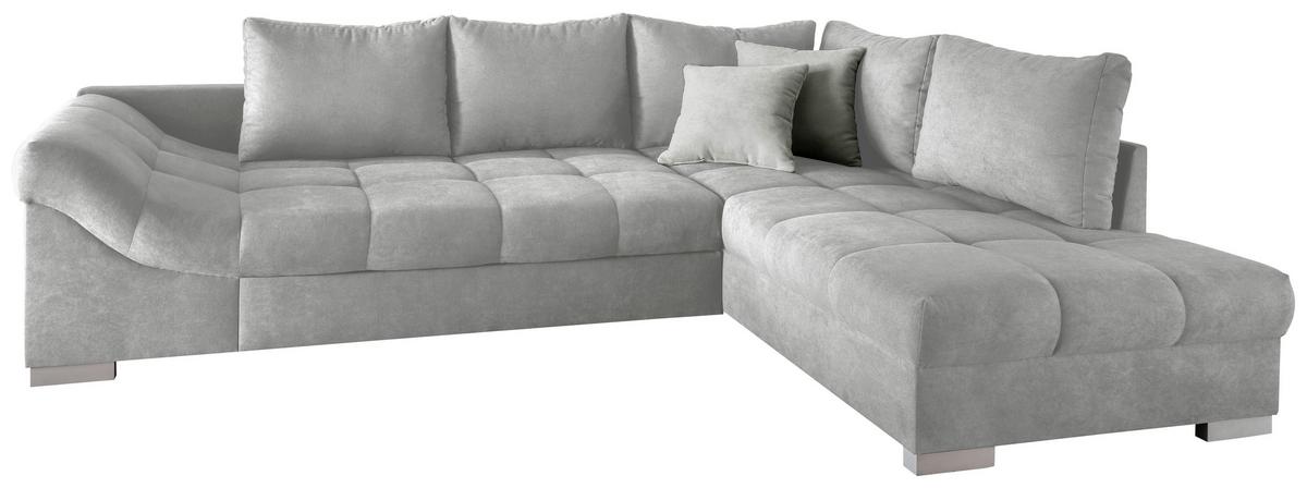 Wohnlandschaft Alvito Silberfarben Nylon/Mikrofaser - Silberfarben, Design, Holz/Textil (298/202cm) - MID.YOU