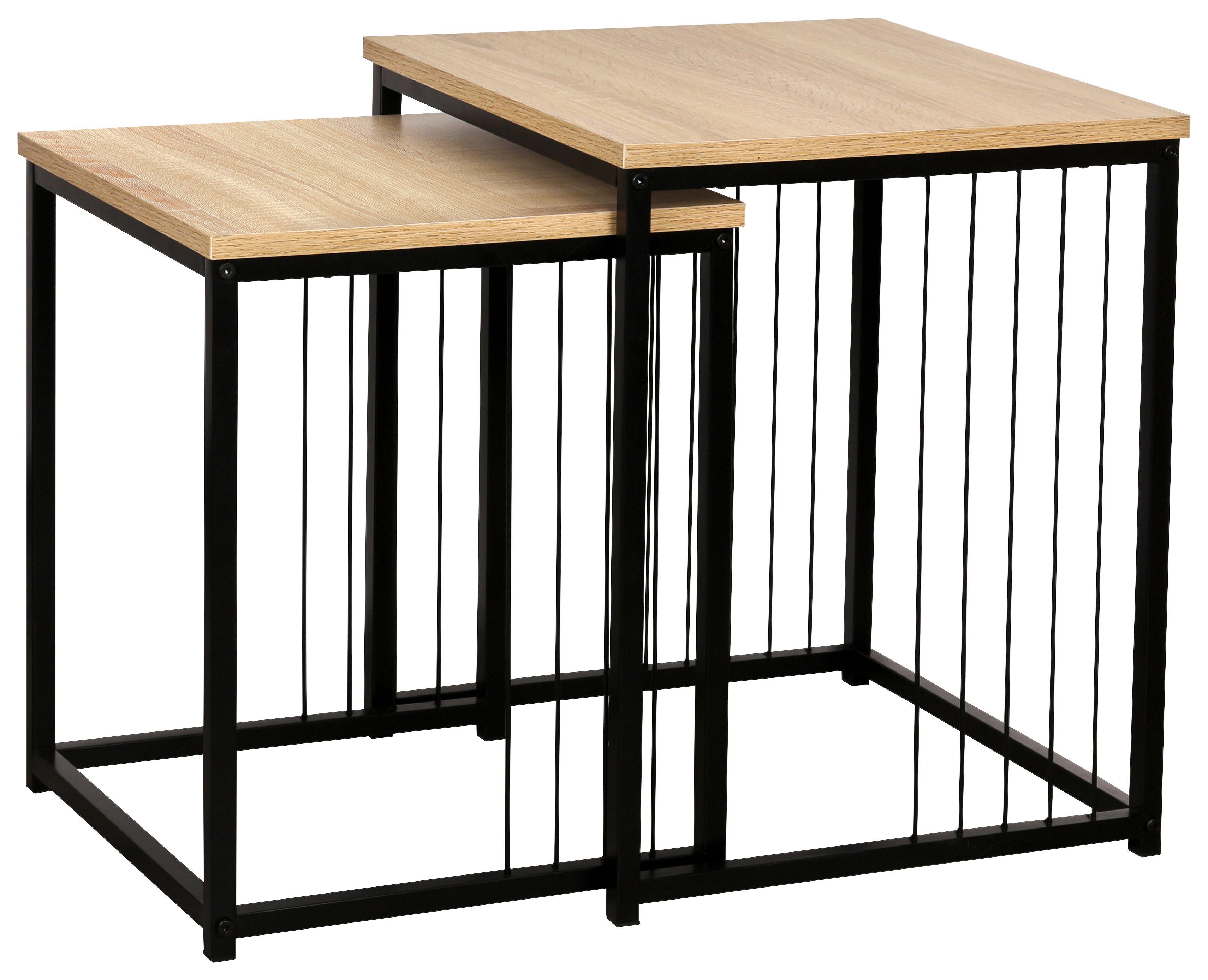 Set Mizic Neapel, 2-Delni, Barva Hrasta, Črna - črna/naravne barve, Moderno, kovina/leseni material (40-35/50-45/40-35cm) - Mömax