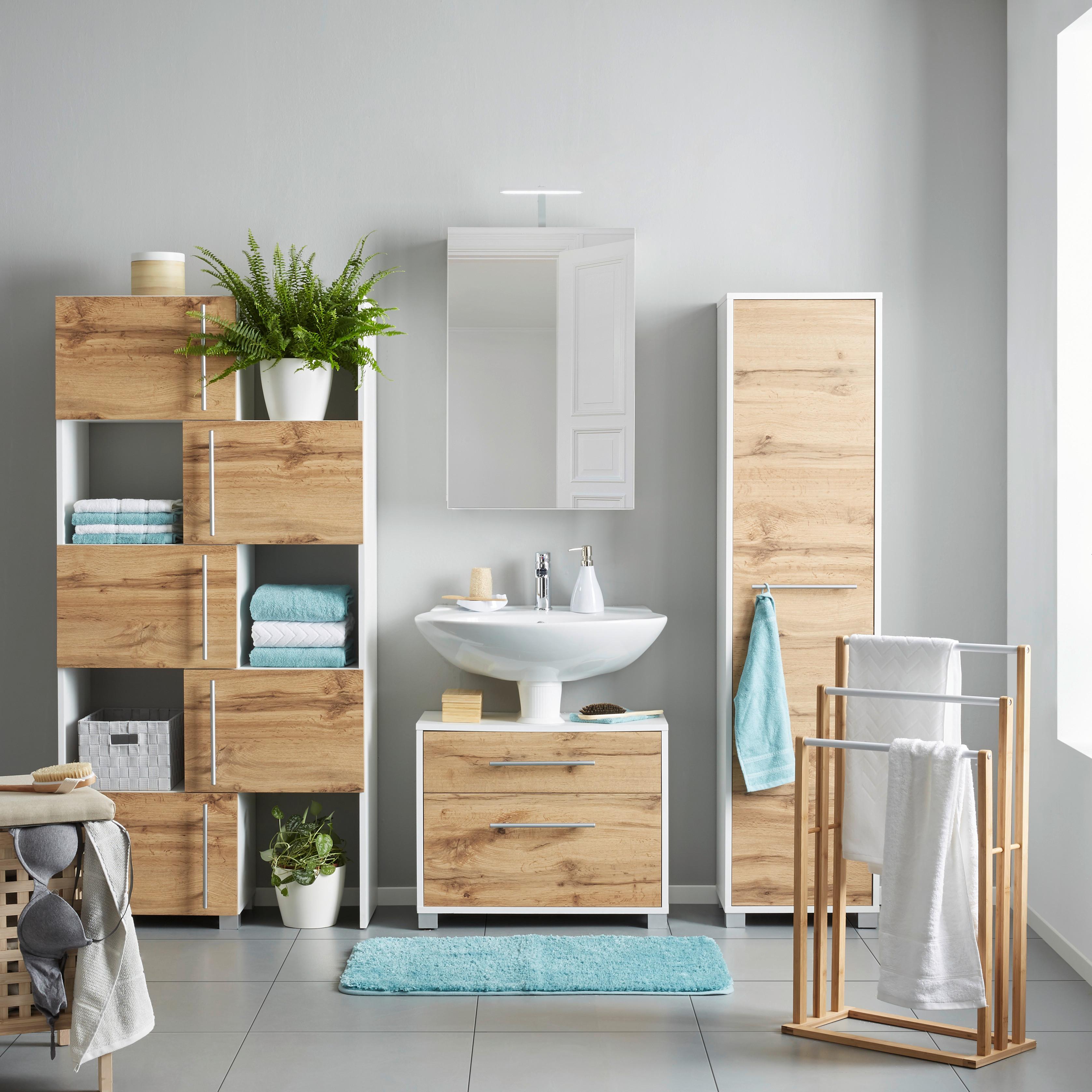 HANDDUKSHÅLLARE ANNI II -EXKLUSIV- -SB- - vit/naturfärgad, Modern, metall/trä (46/82/24cm) - Mömax