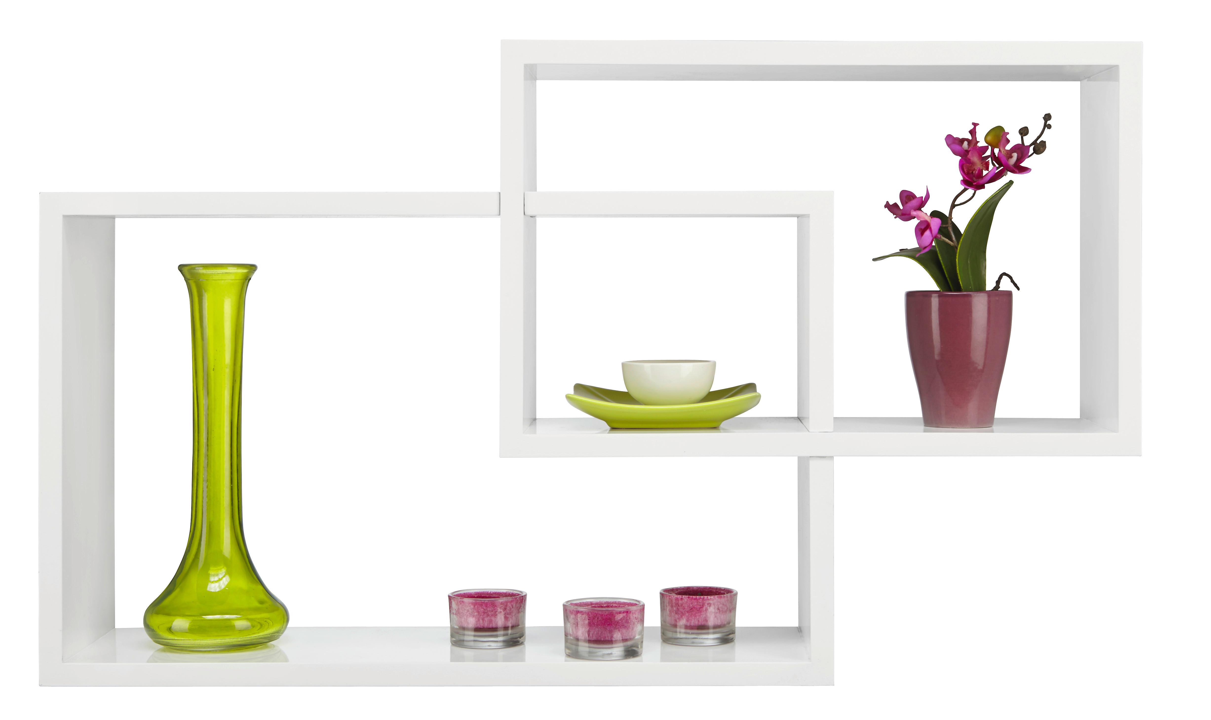 Stenski Regal Duetto - bela, kovina/umetna masa (50/40,1/31,2/26,2/15cm) - Modern Living