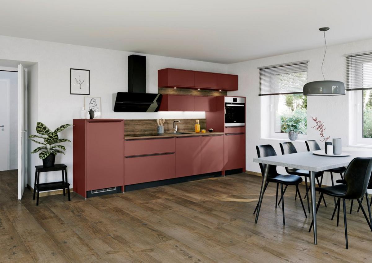 Küchenblock Win in Schwarz/Bordeaux - Bordeaux/Schwarz, MODERN, Holzwerkstoff - Express-Kuechen