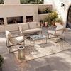 LOUNGEGRUPP LARA - grå/cremefärgad, Modern, metall/glas (114cm) - Bessagi Garden
