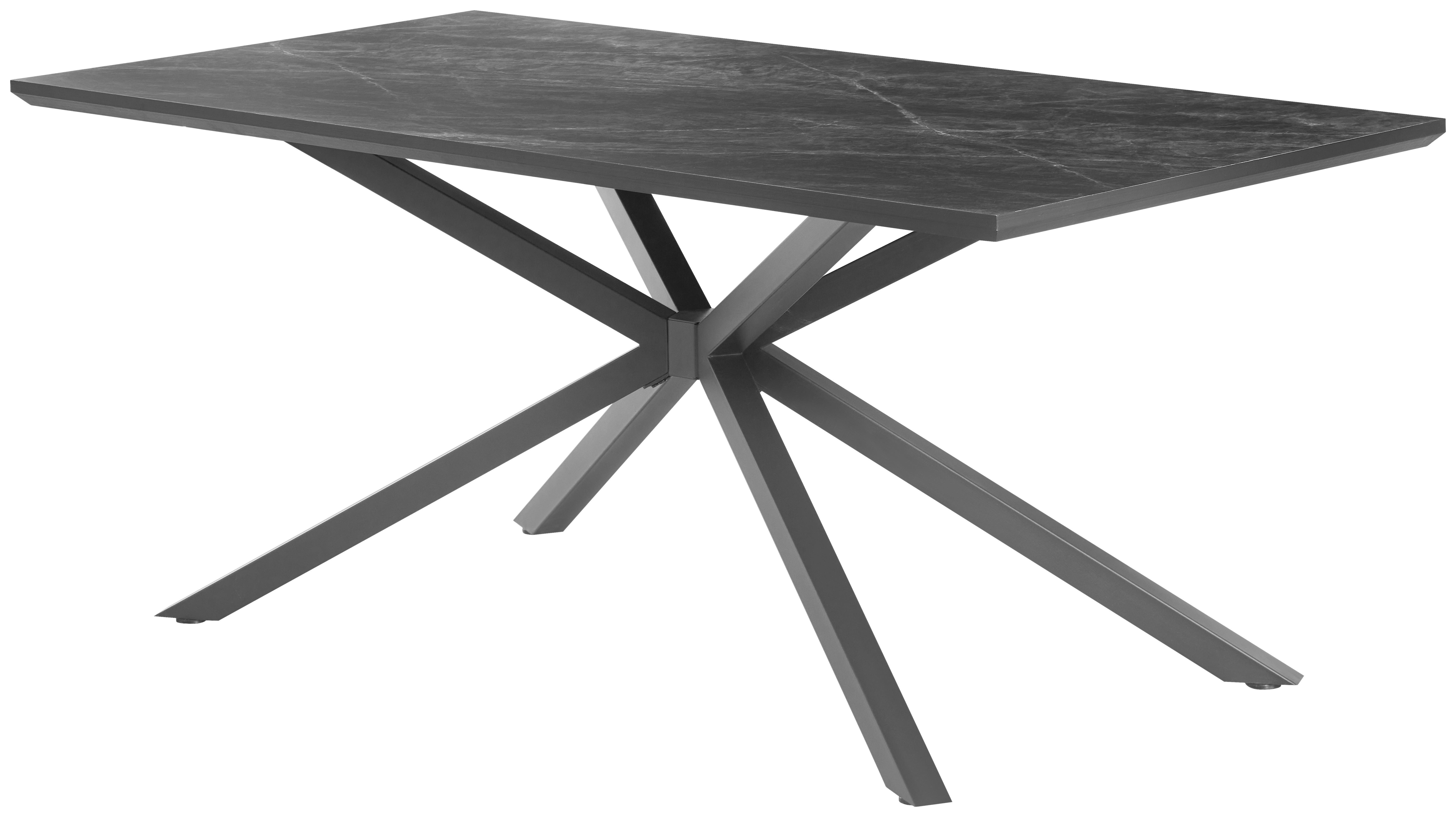 Jedilna Miza James, Temno Siva, 180x90 - temno siva/črna, Trend, kovina/leseni material (180/76/90cm)