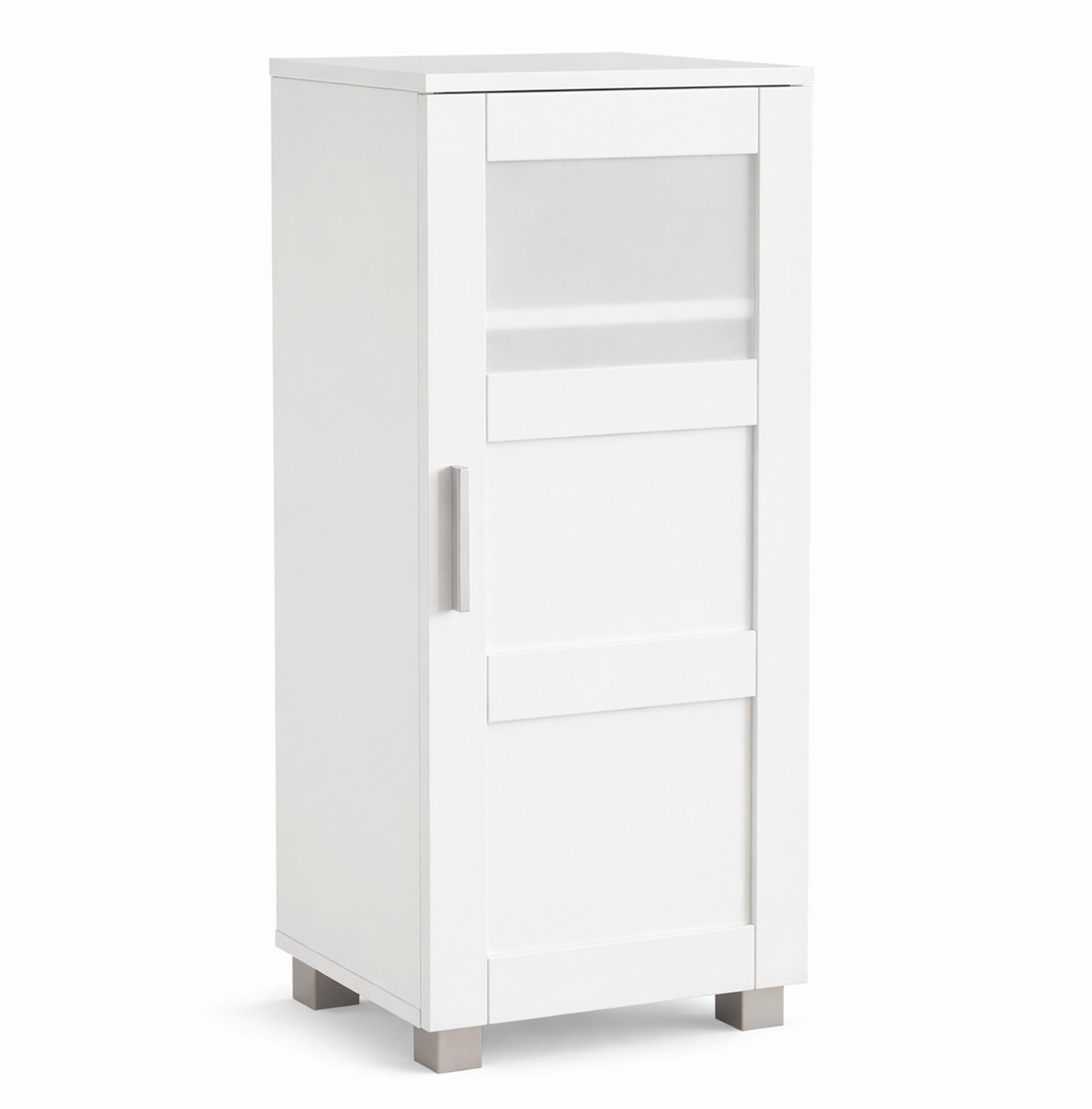 Midischrank Nilari M - Weiss/Silberfarben, Trend, Glas/Holzwerkstoff (38/70/28cm) - MID.YOU