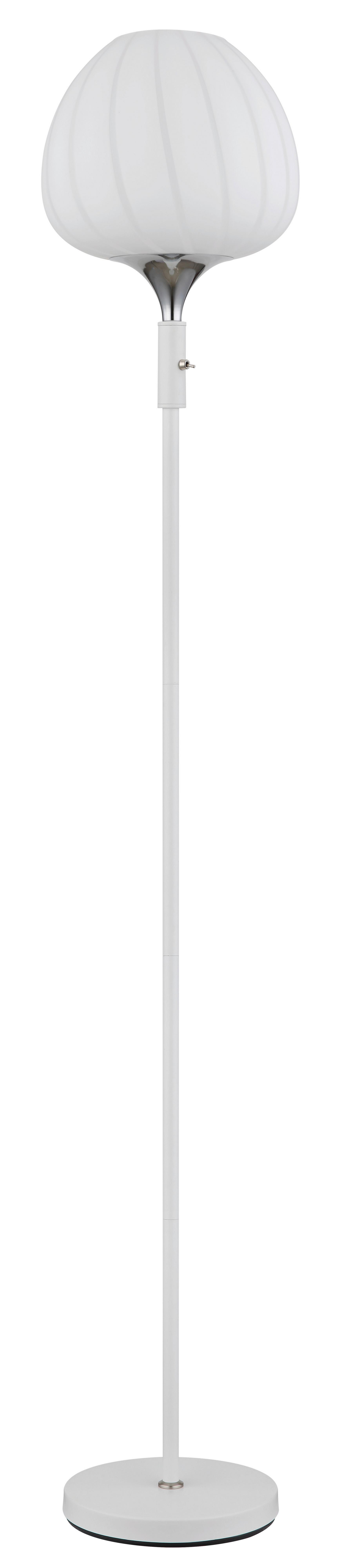 Stehleuchte Maxy Weiß/Chrom max. 40 Watt - Chromfarben/Weiß, KONVENTIONELL, Glas/Metall (29/165cm) - Globo