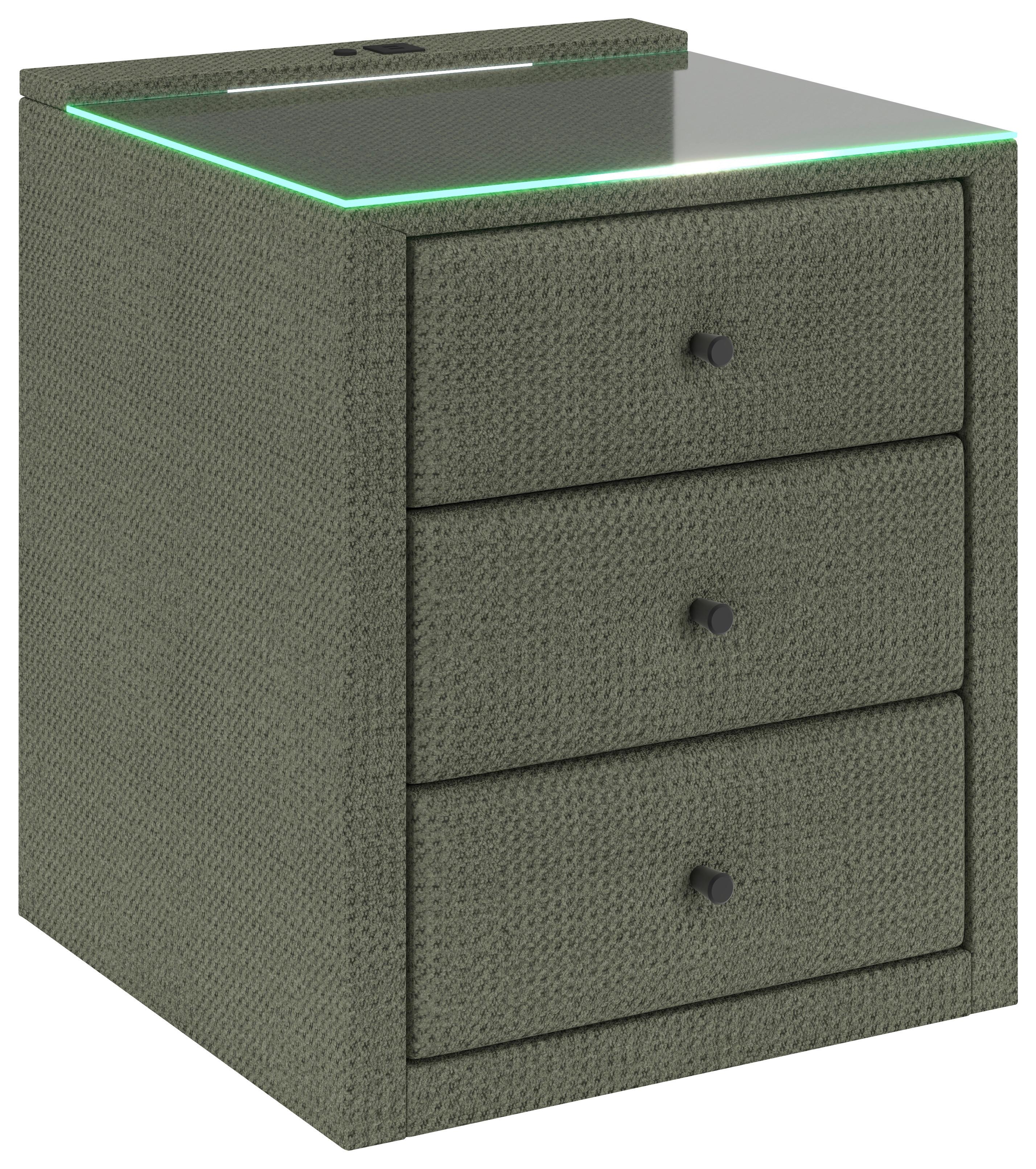 Noćni Ormarić Brisbane I - zelena, Trend, staklo/drvni materijal (49,5/56,5/46cm) - Premium Living