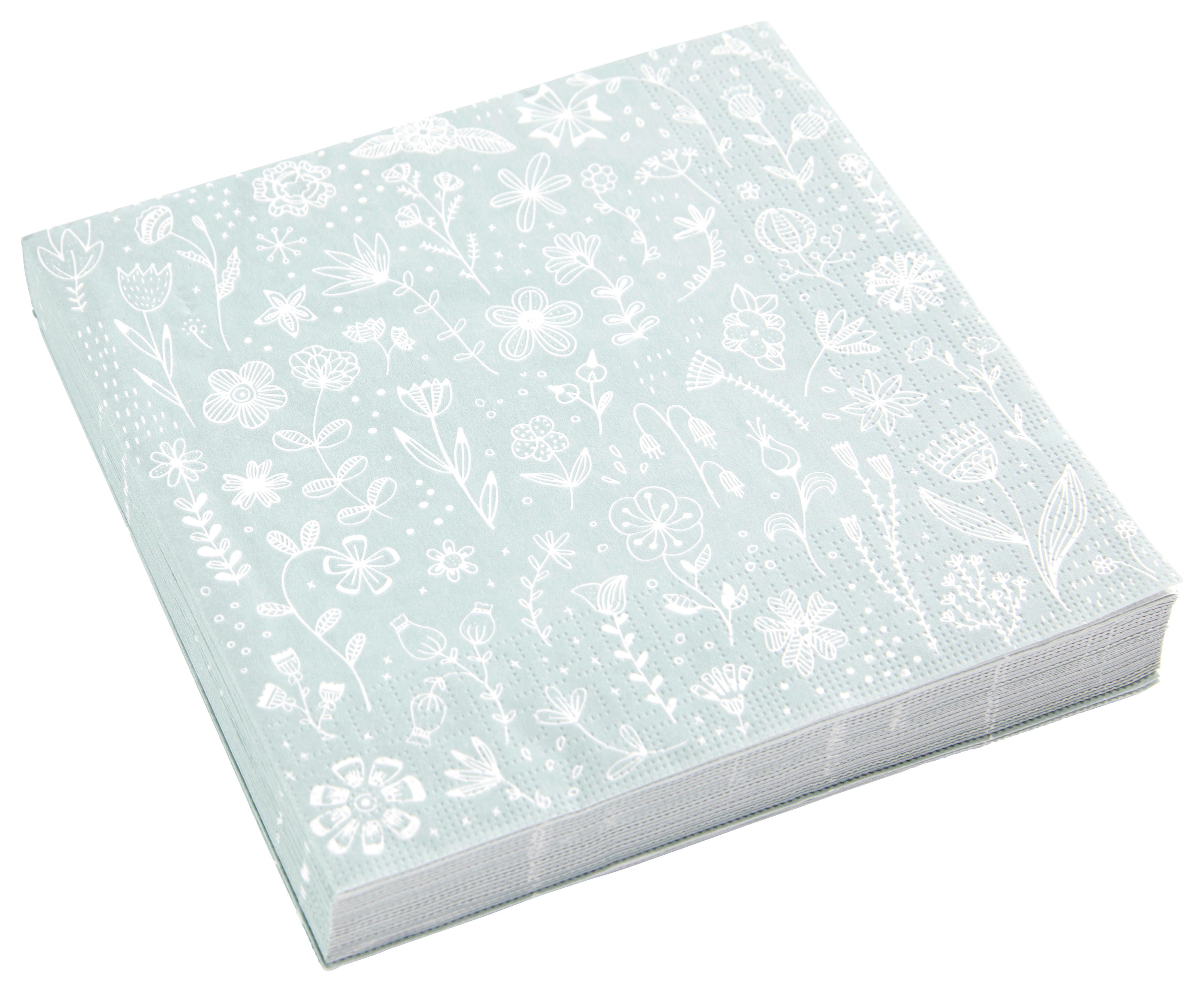 Serviette Kai Grün/Weiss - Weiß/Grün, Papier (33cm)