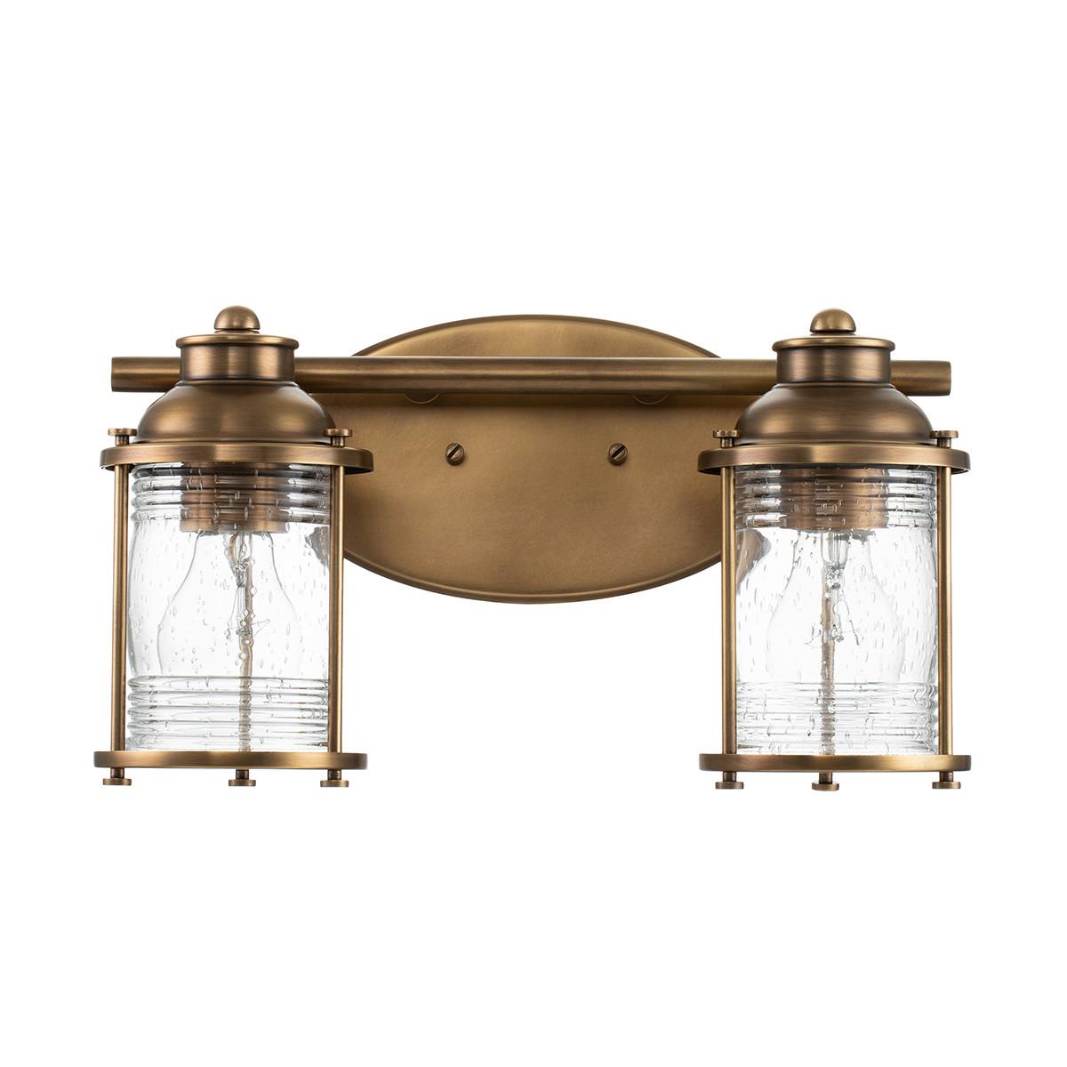 Fürdőszobai Falilámpa Qn-Ashlandbay2-Nbr-Bath - sárgarézszínű, Konventionell, üveg/fém (20,6/36,2/16,6cm) - Elstead Lighting