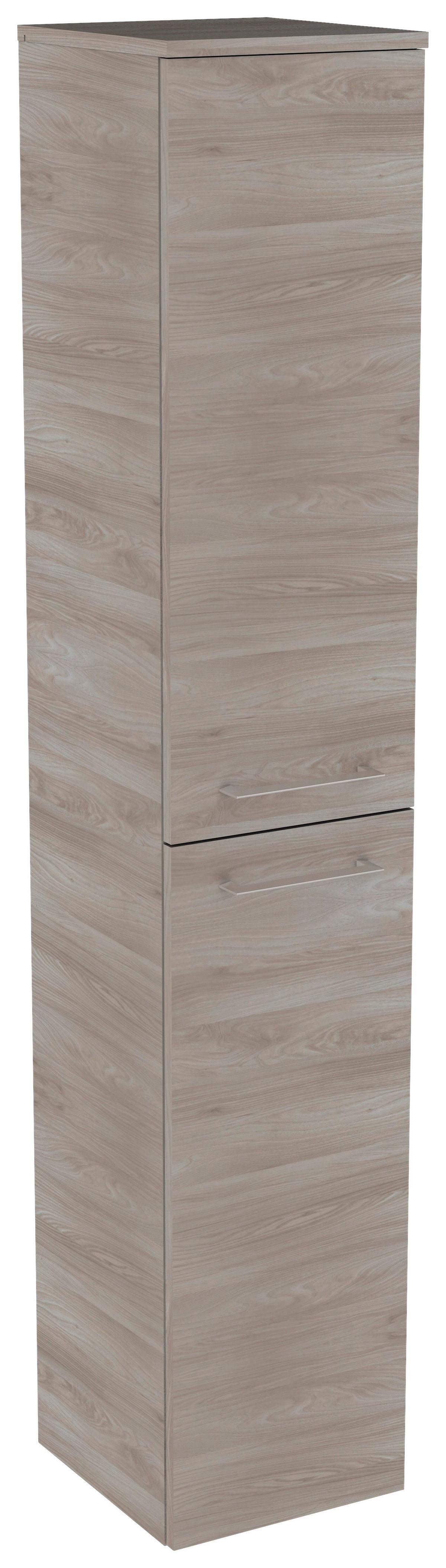 Hochschrank "Lima" , esche - Chromfarben/Eschefarben, MODERN, Glas/Holzwerkstoff (30,5/160,5/32cm) - MID.YOU