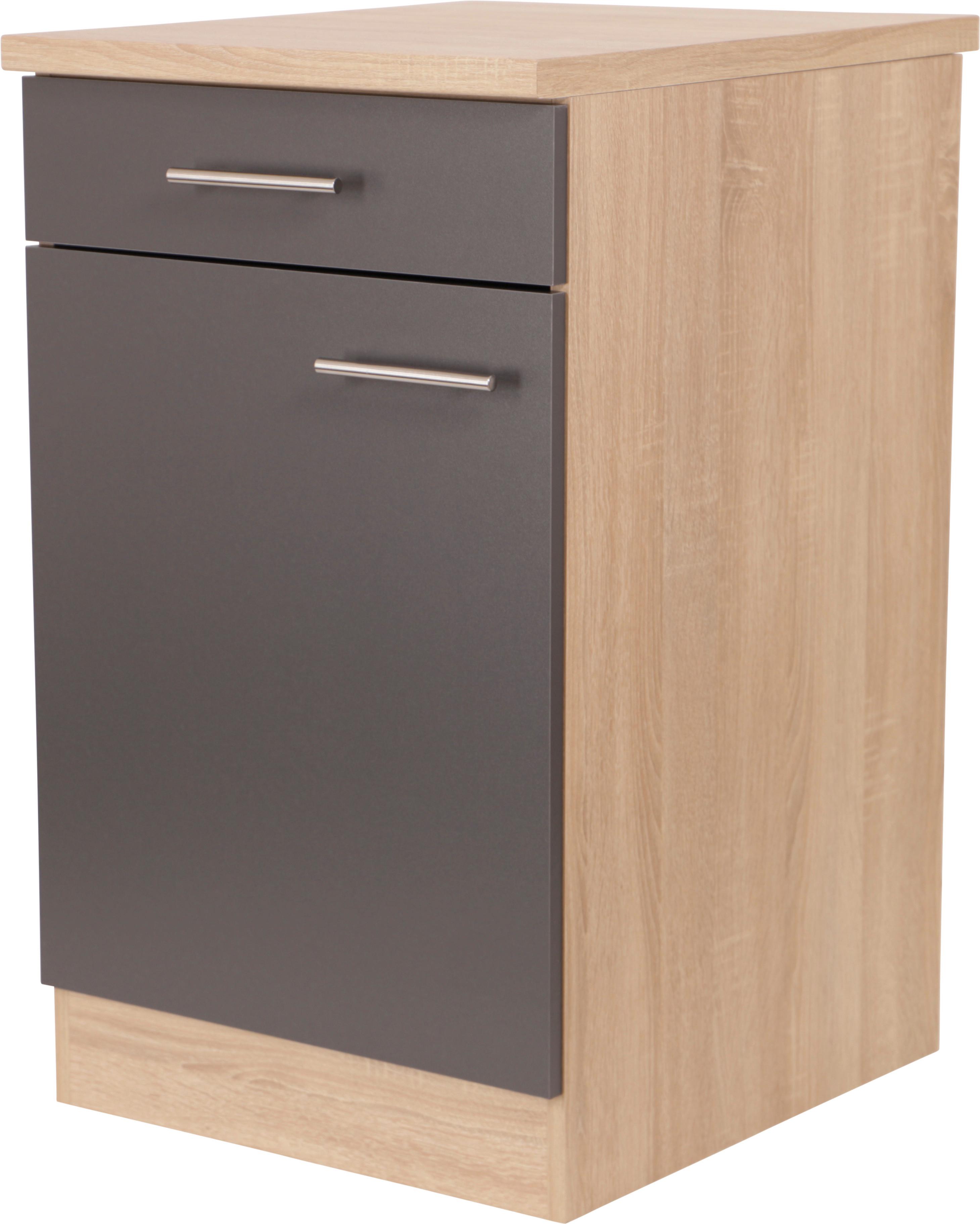 Kuhinjska Spodnja Omarica Merle, Barva Hrasta, Siva - srebrne barve/siva, Basics, kovina/leseni material (50/84,8/60cm) - Respekta