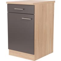 Kuhinjska Spodnja Omarica Merle, Barva Hrasta, Siva - srebrne barve/siva, Basics, kovina/leseni material (50/84,8/60cm) - Respekta