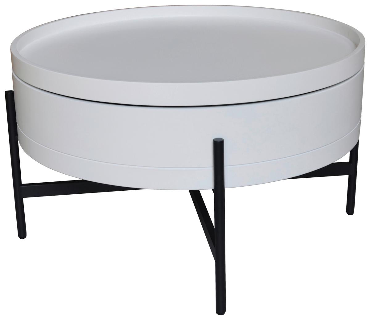 Couchtisch Malabo Weiß ca. 80x45x80cm - Schwarz/Weiß, MODERN, Holzwerkstoff/Metall (80/45/80cm) - Premium Living