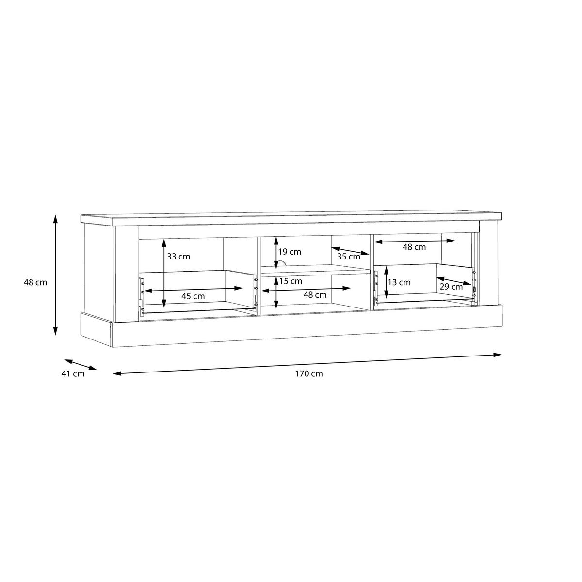 Comodă TV Montreal - alb/culoare coconar, Konventionell, metal/material pe bază de lemn (170,4/48,2/41,4cm) - Premium Living