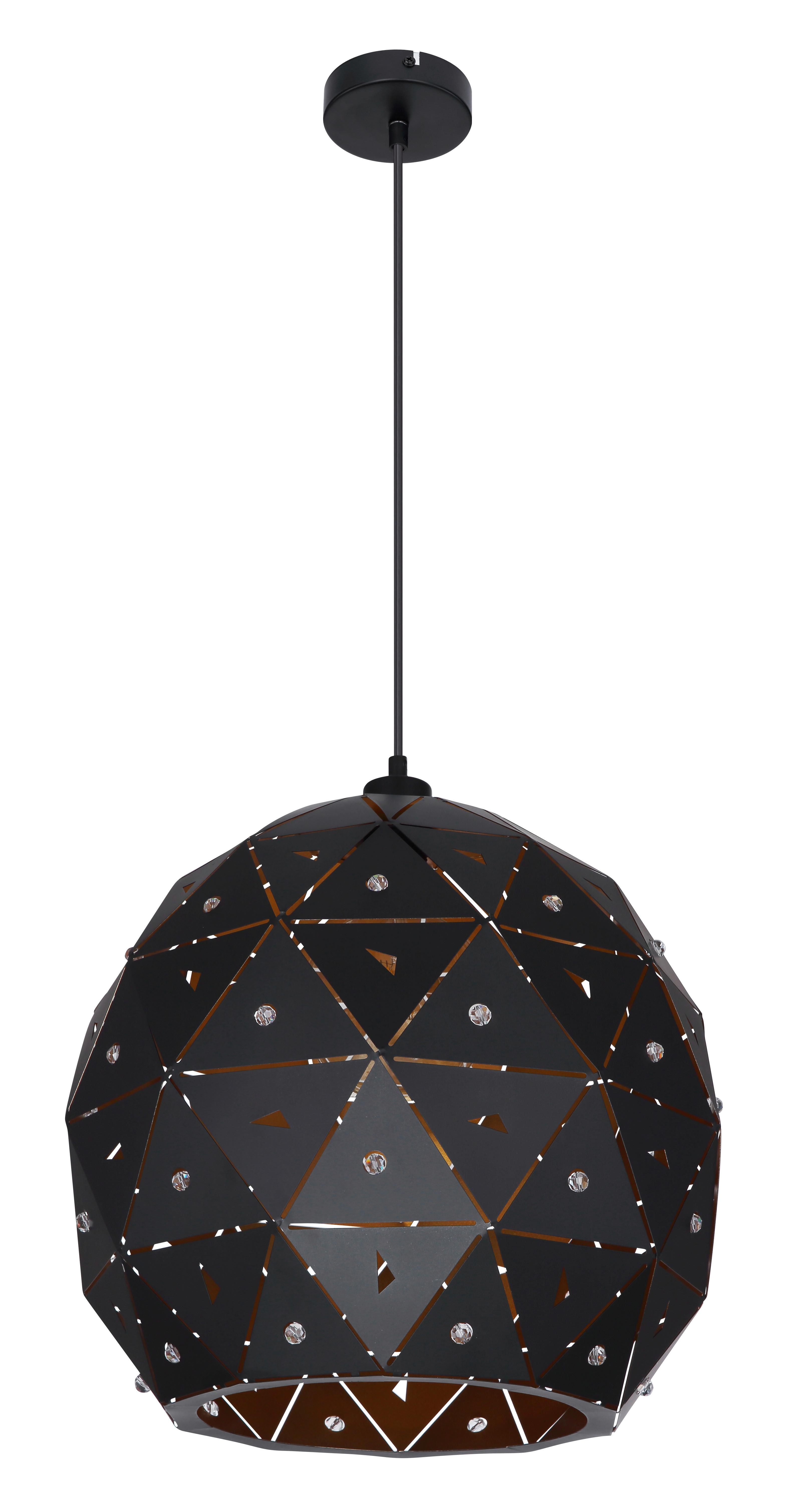 Hängeleuchte Jodie in Schwarz max. 60 Watt - Klar/Goldfarben, Basics, Glas/Metall (40/120cm) - Globo