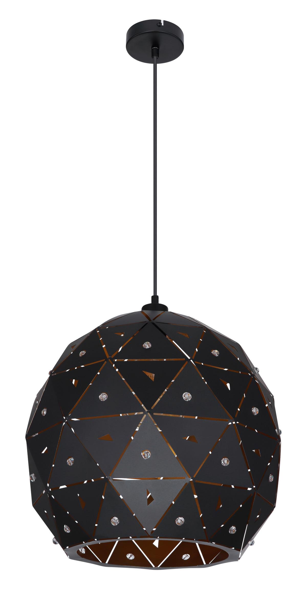 Hängeleuchte Jodie in Schwarz max. 60 Watt - Klar/Goldfarben, Basics, Glas/Metall (40/120cm) - Globo