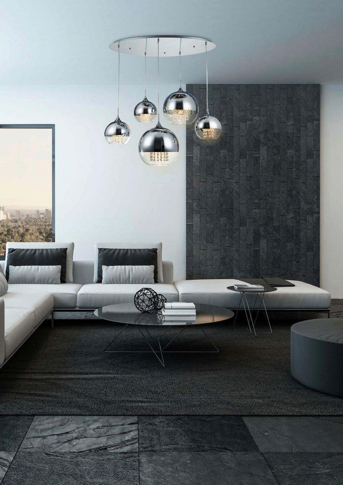 PENDELLEUCHTE FERMI - Transparent/Nickelfarben, Trend, Glas/Metall (91/65/95cm) - MAYTONI