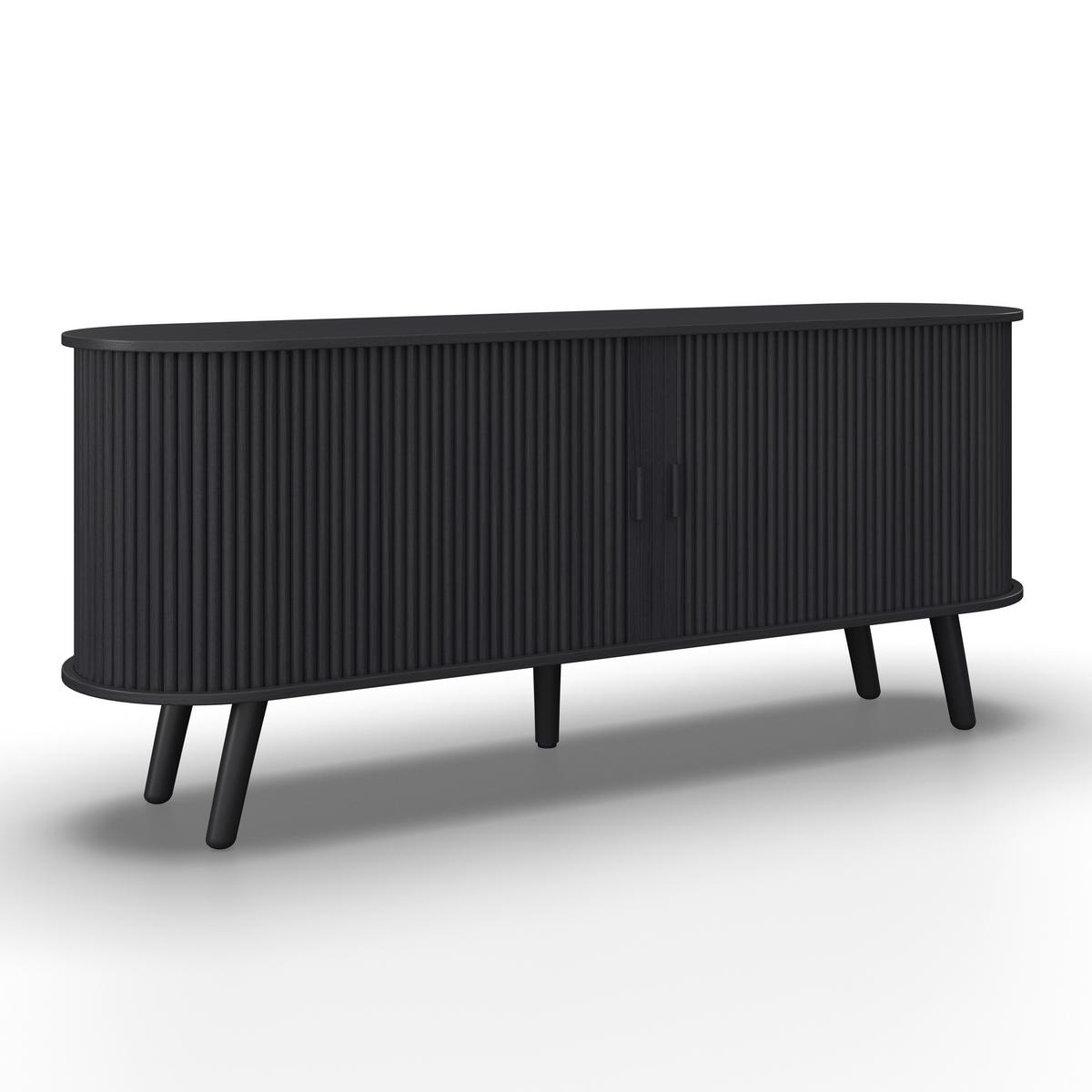 Sideboard Ennio Schwarz Echtholz/MDF - Schwarz, MODERN, Holz/Holzwerkstoff (160/80/40cm) - Bessagi Home