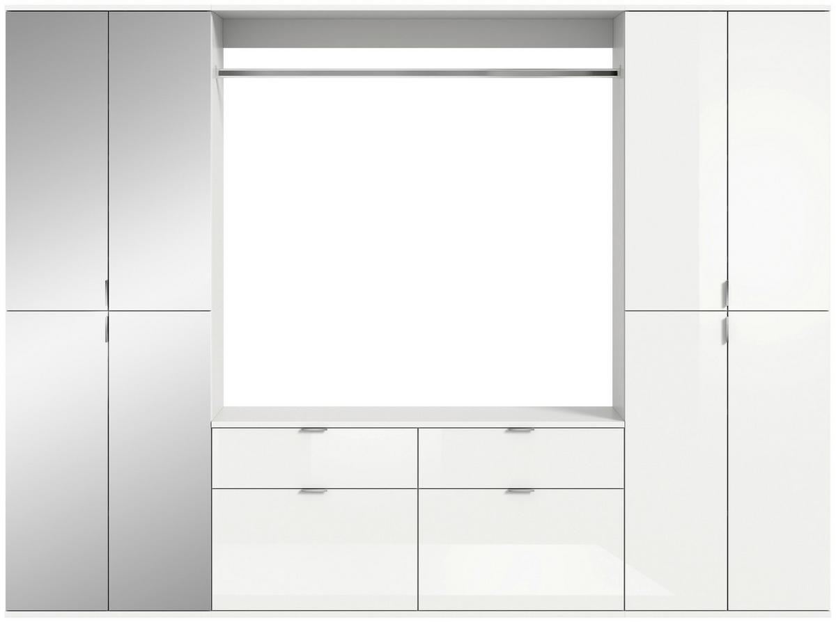 Predsoba Projekt X - bela/visoki sijaj, Moderno, steklo/leseni material (243/193/34cm) - MID.YOU