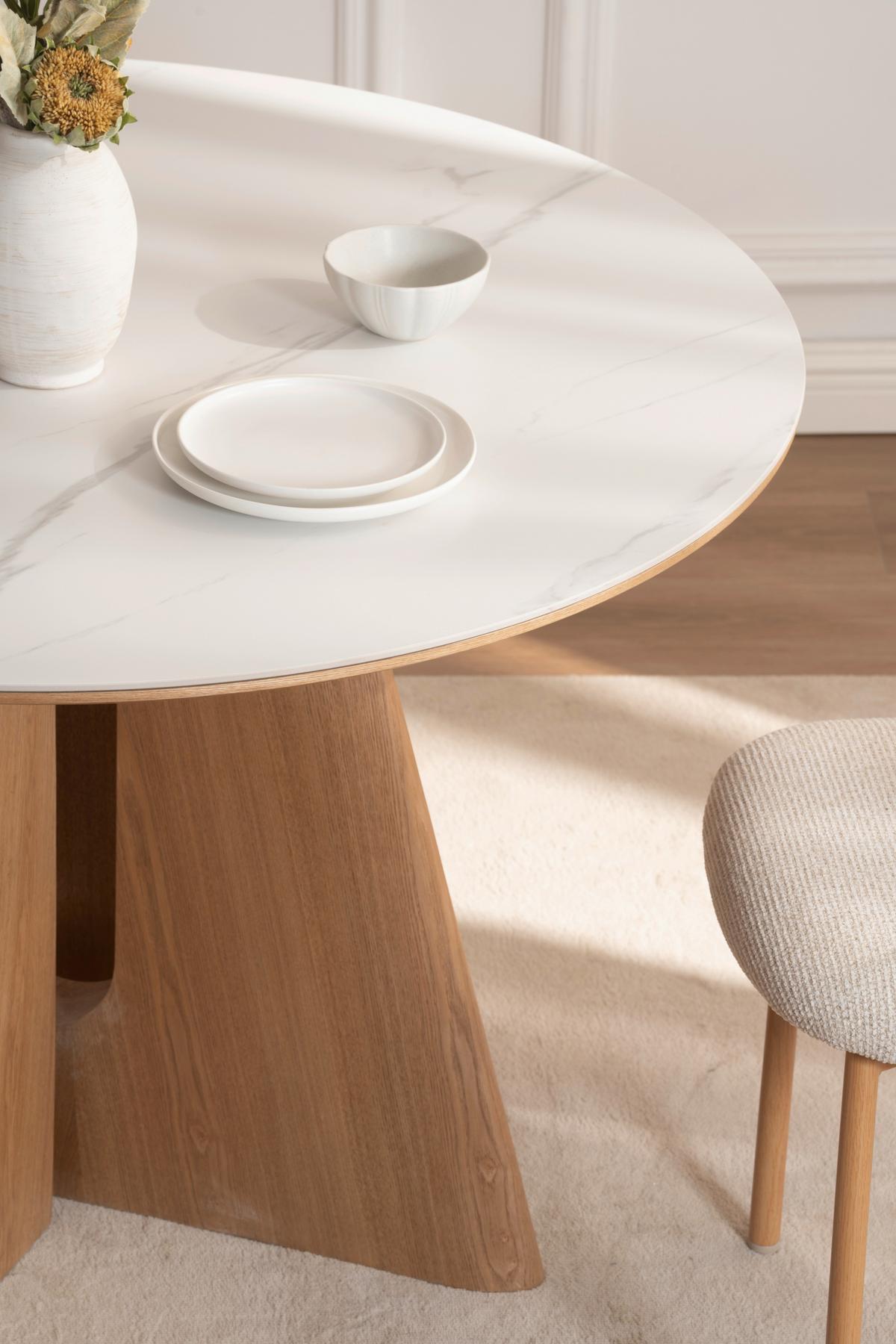Jedilna Miza Otis, Barva Hrasta, Bela, Ø 120 - barve hrasta/bela, Moderno, kamen/leseni material (120/75cm) - Livetastic