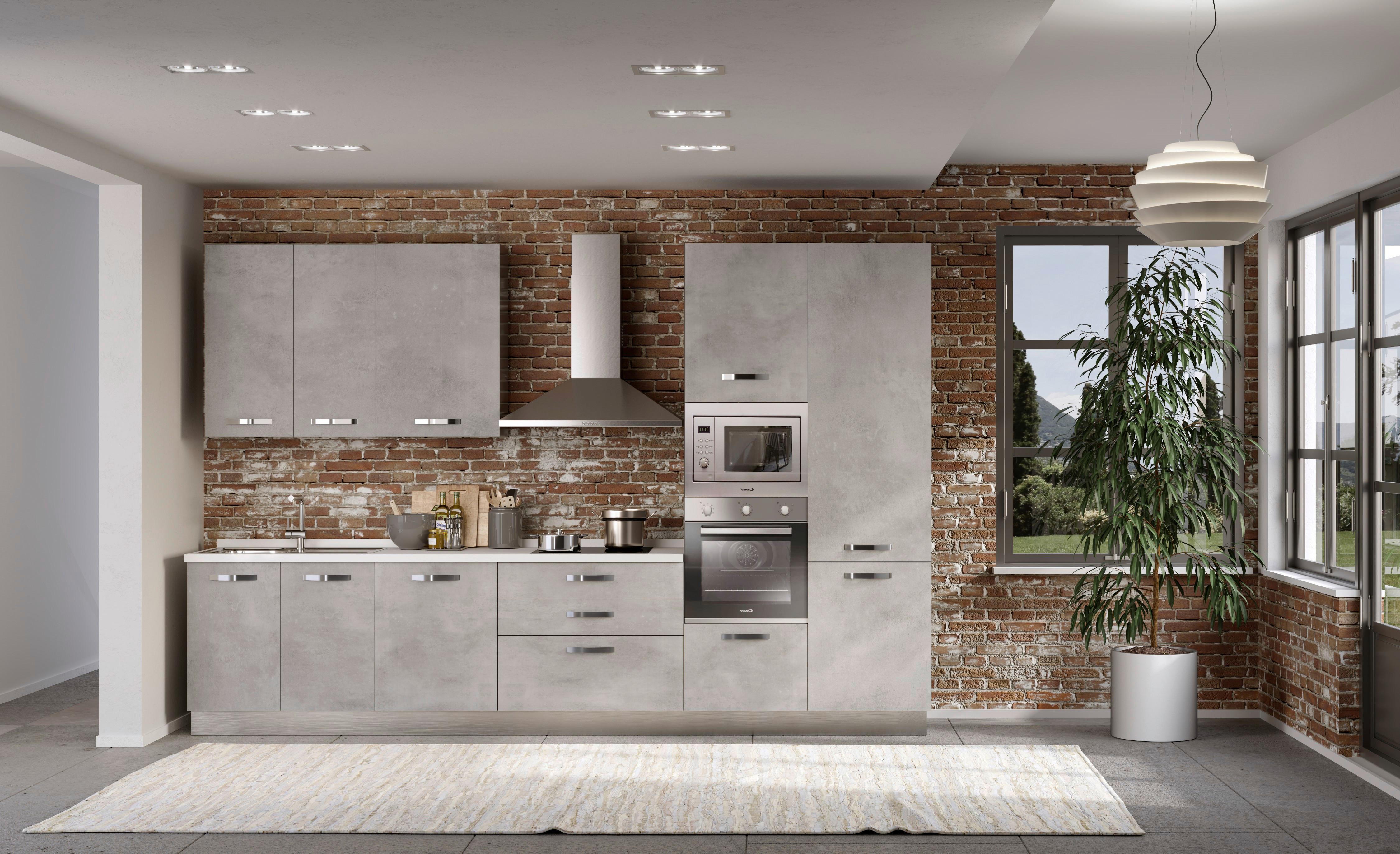 Blok Kuhinja S Aparatima Cemento - siva/boje aluminija, Moderno, drvni materijal/metal (360/240/60cm) - Mömax