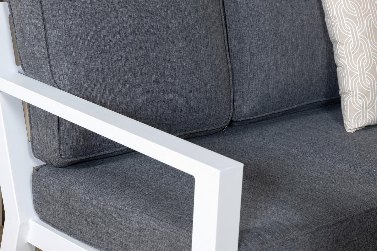 Loungegarnitur Barcelona Grau/Weiß Metall/Textil - Weiß/Grau, Basics, Textil/Metall - Gardenson