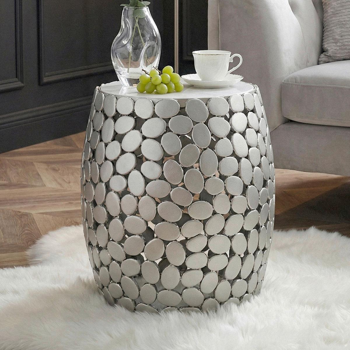 BEISTELLTISCH WL7.359 - Silberfarben, Design, Stein/Metall (40/46/40cm) - Livetastic