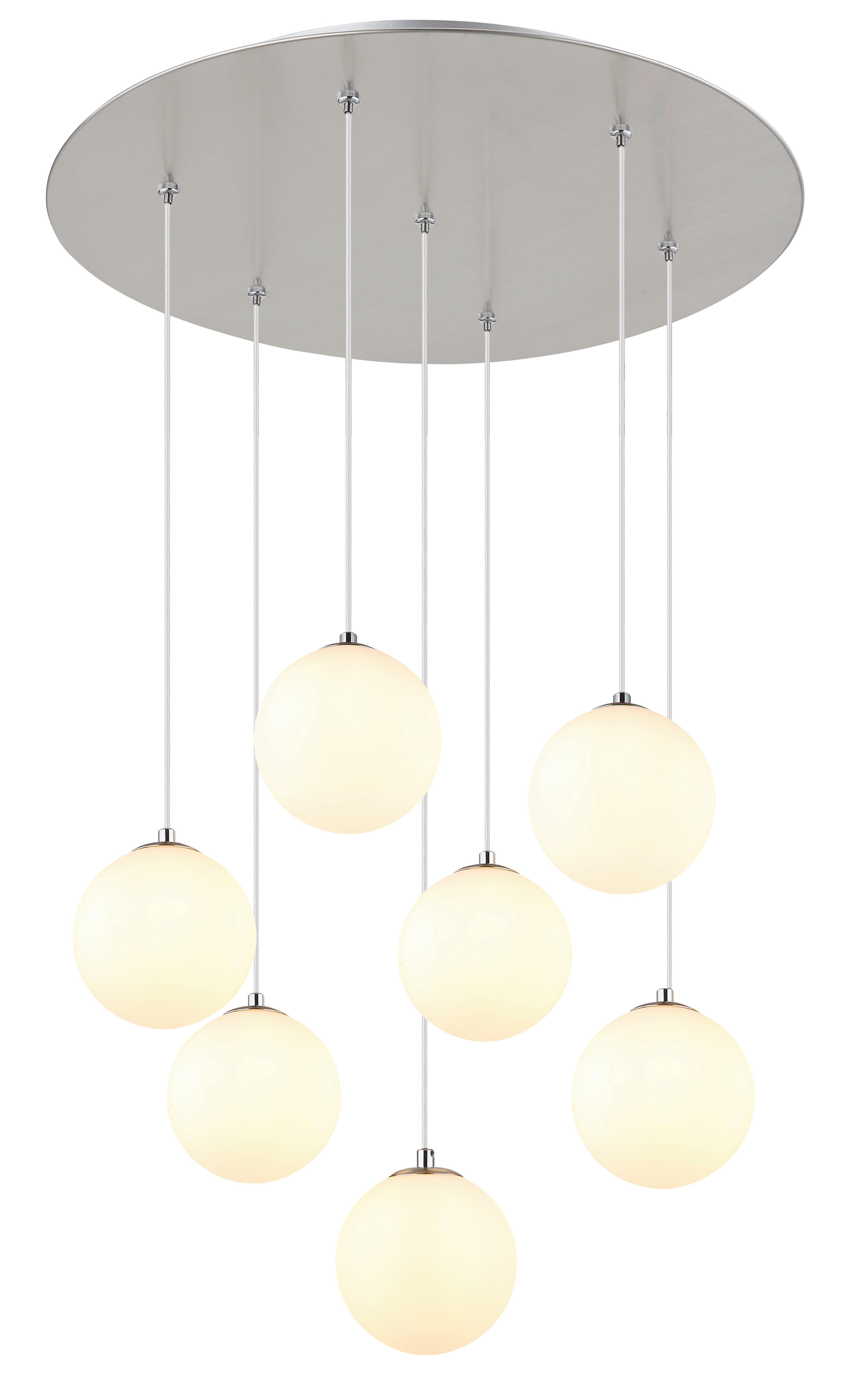 LED-HÄNGELEUCHTE 56140-7H - Weiss/Schwarz, Design, Glas/Kunststoff (55/120cm) - Globo