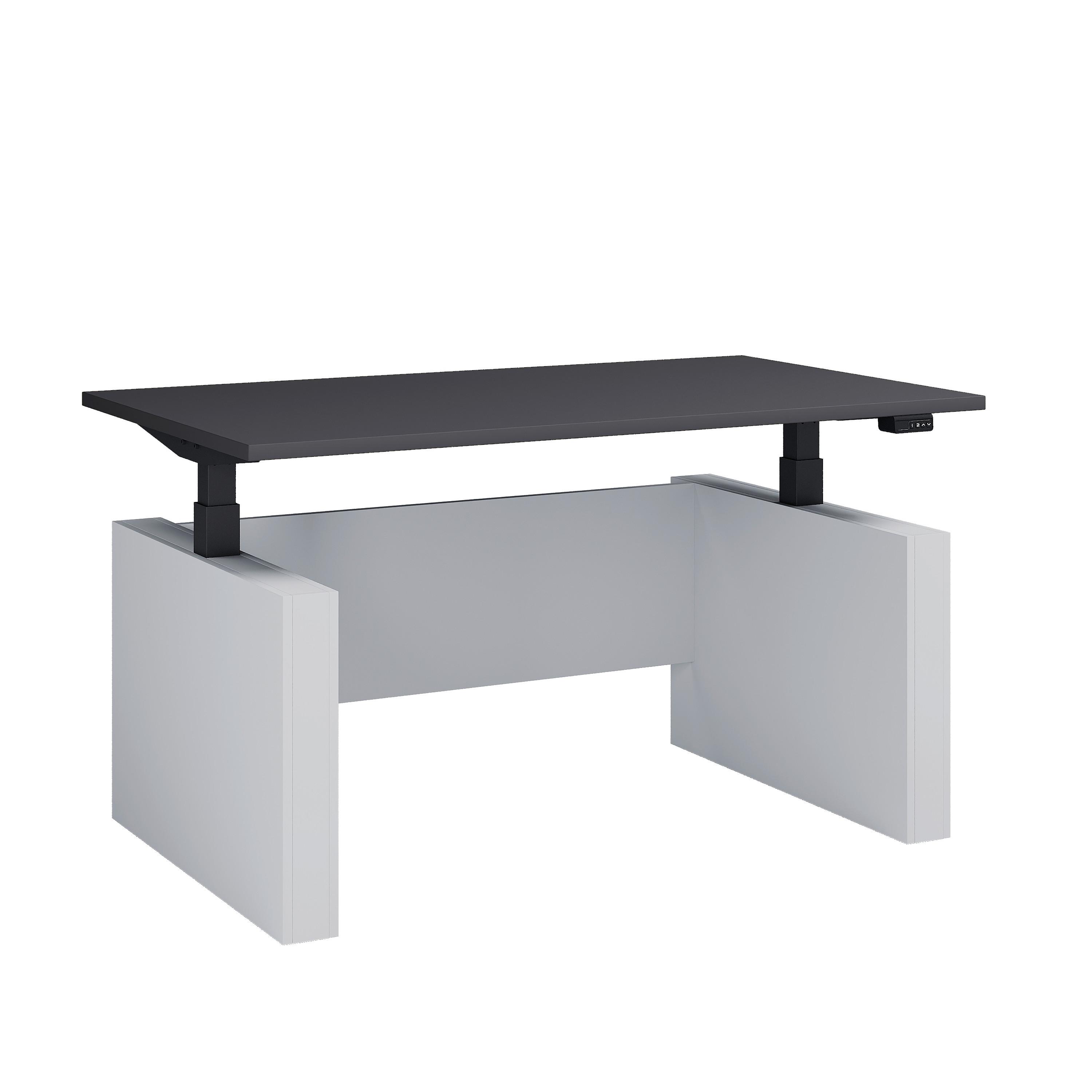 Schreibtisch E-Salia - Weiss/Anthrazit, Konventionell, Holzwerkstoff/Metall (138/80/73-122cm) - MID.YOU