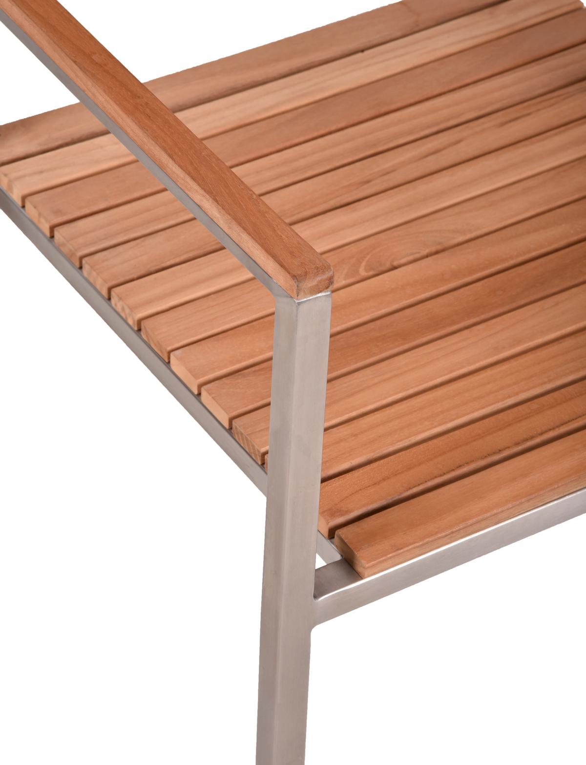 Gartenstuhl-Set Denver 4er-Set ca. 53x86 cm Teakholz - Silberfarben/Schwarz, Basics, Holz/Kunststoff (53/86/50cm) - Gardenson