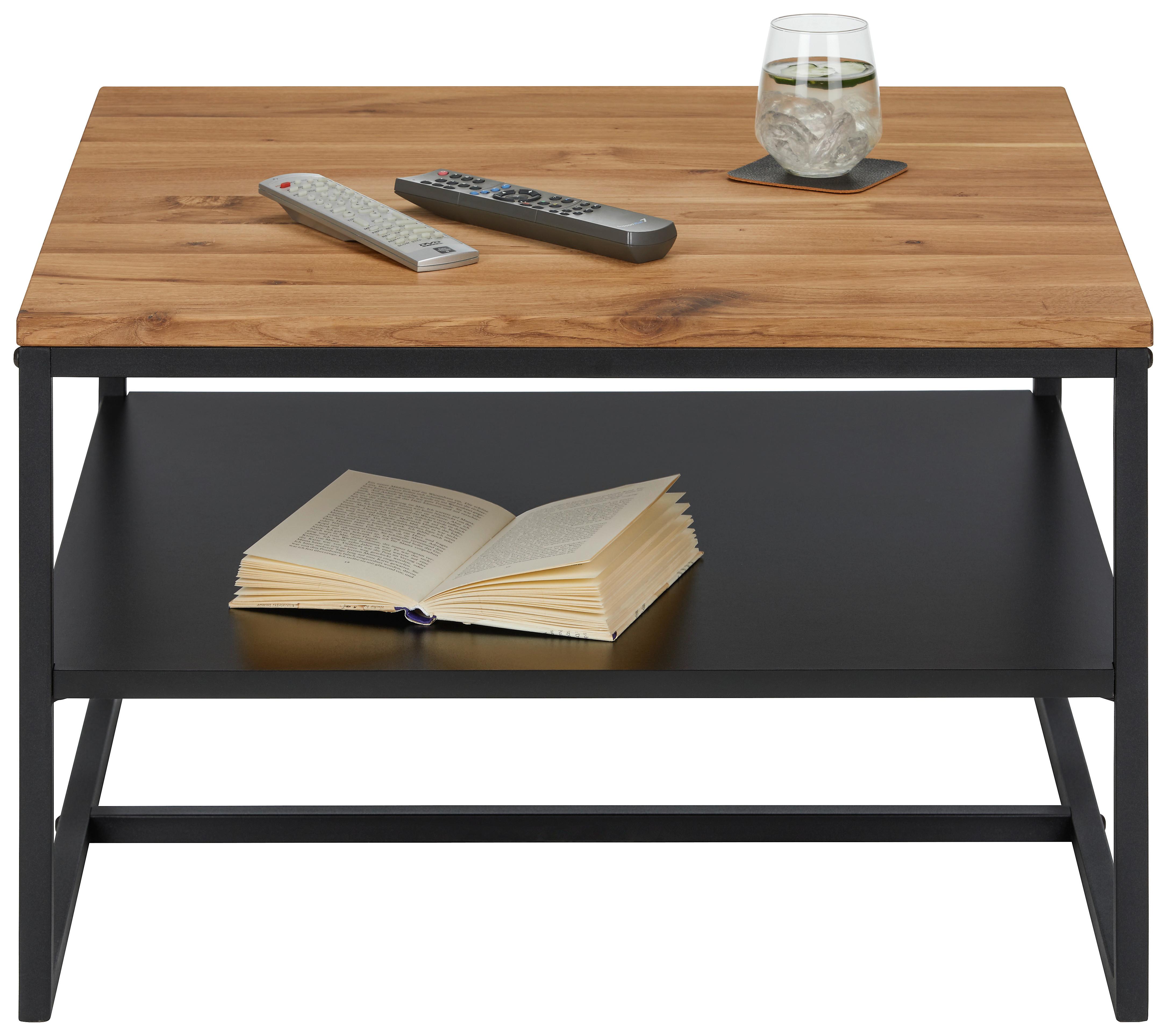 Couchtisch Dallas II Schwarz/ Wildeiche massiv - Eichefarben/Schwarz, LIFESTYLE, Holz/Holzwerkstoff (70/70/45cm) - Based
