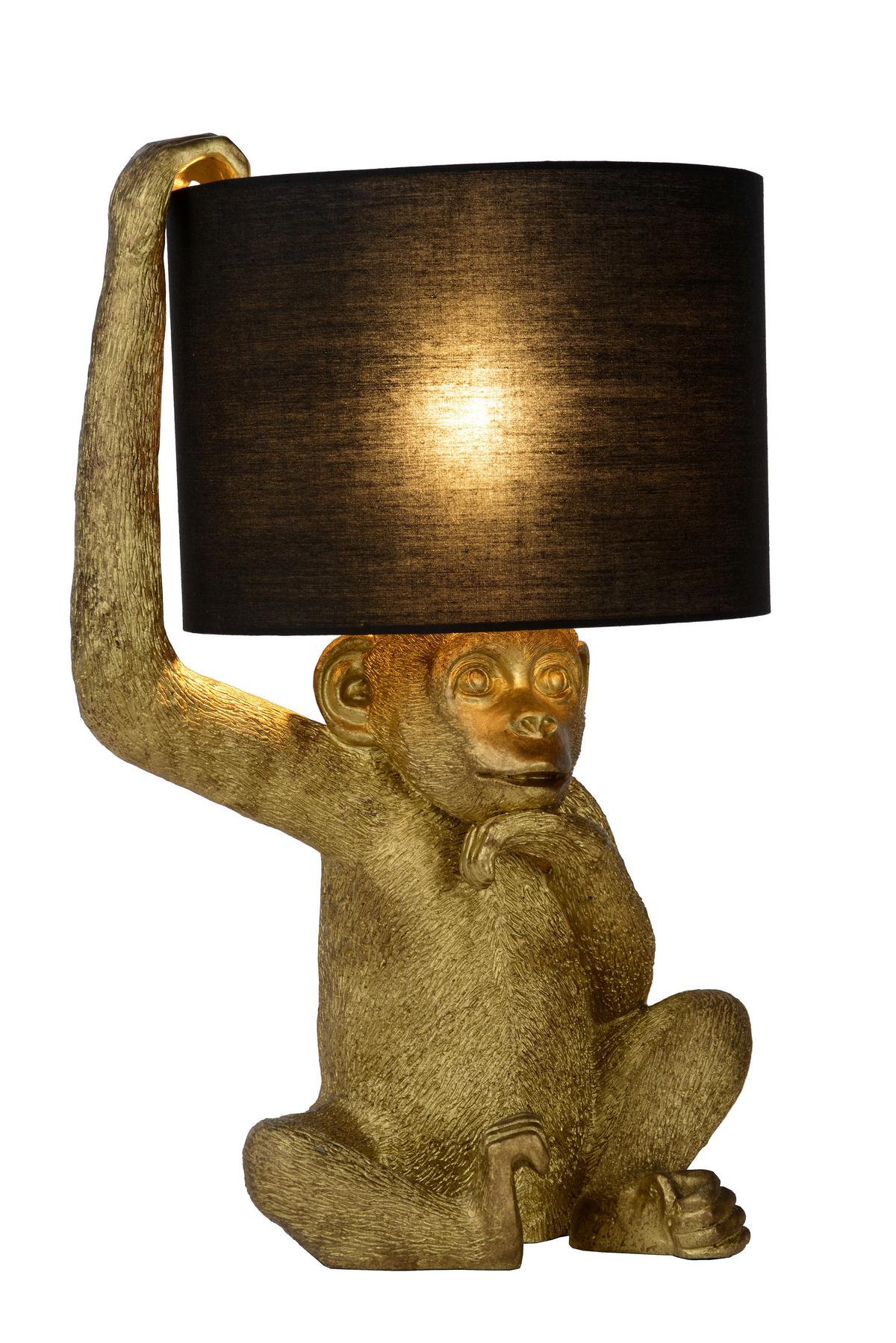 Tischleuchte 10502/81/30 Extravaganza Chimp - Goldfarben/Schwarz, Trend, Kunststoff/Textil (30/30/45cm) - Lucide