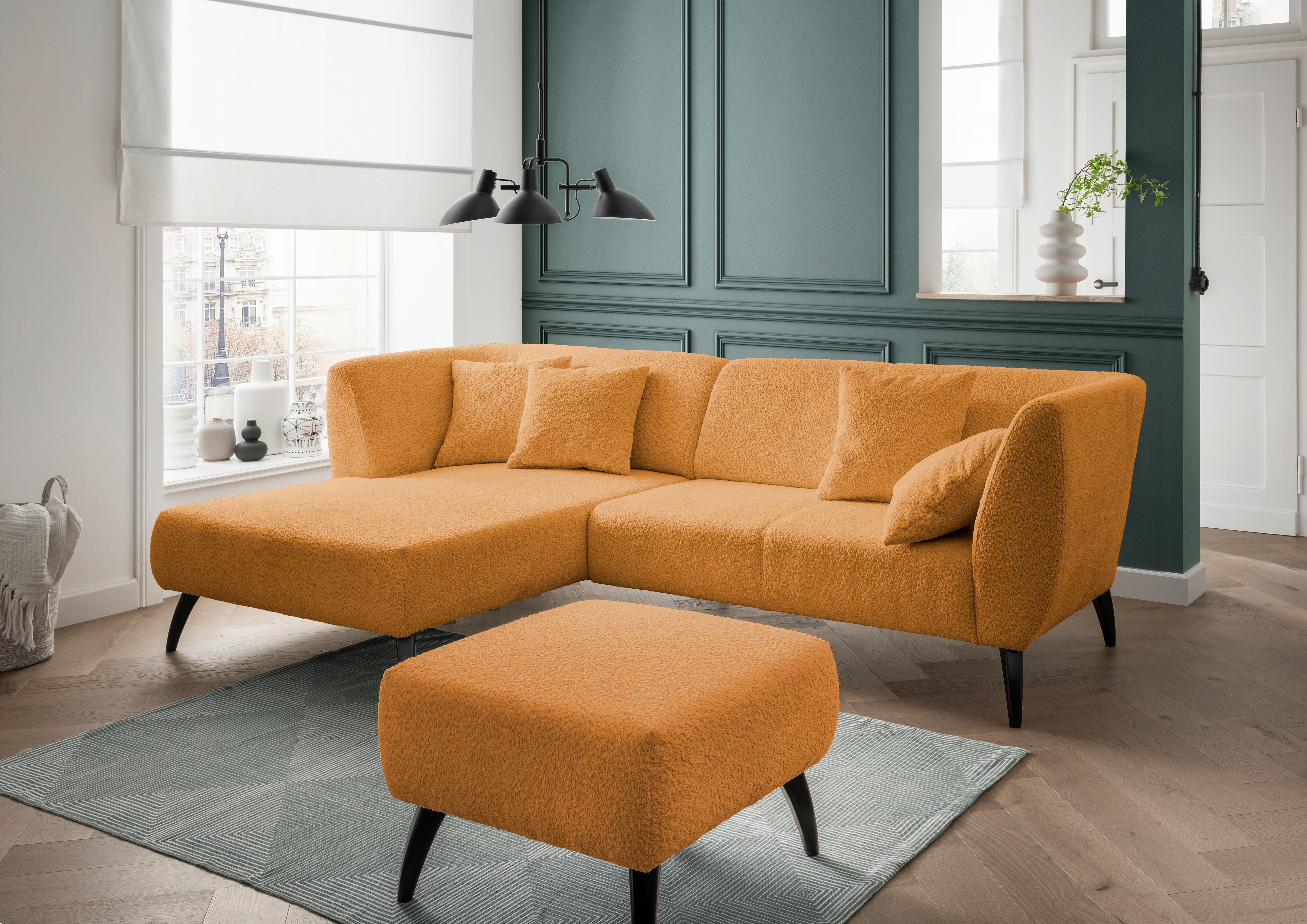 Wohnlandschaft Colori Goldfarben Bouclé - Goldfarben/Schwarz, MODERN, Holz/Textil (160/264cm) - MID.YOU
