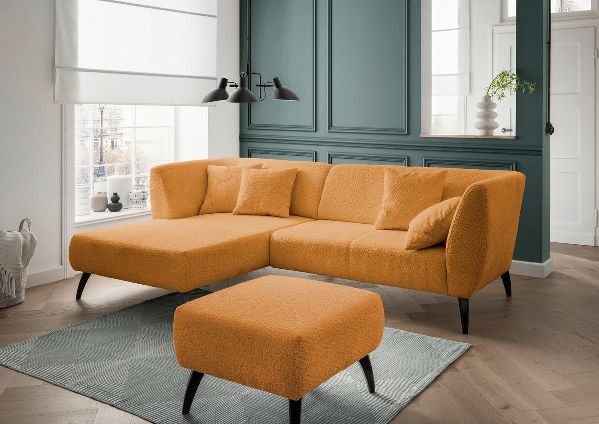 Wohnlandschaft Colori Goldfarben Bouclé - Goldfarben/Schwarz, MODERN, Holz/Textil (160/264cm) - MID.YOU