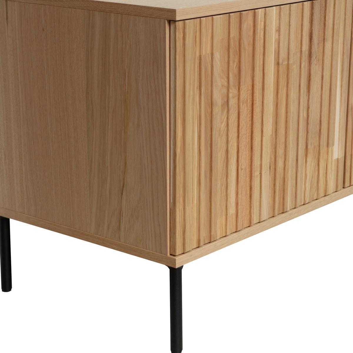 Lowboard Gravure Naturfarben B: 100cm - Schwarz/Naturfarben, Design, Holz/Metall (100/56/44cm) - Livetastic